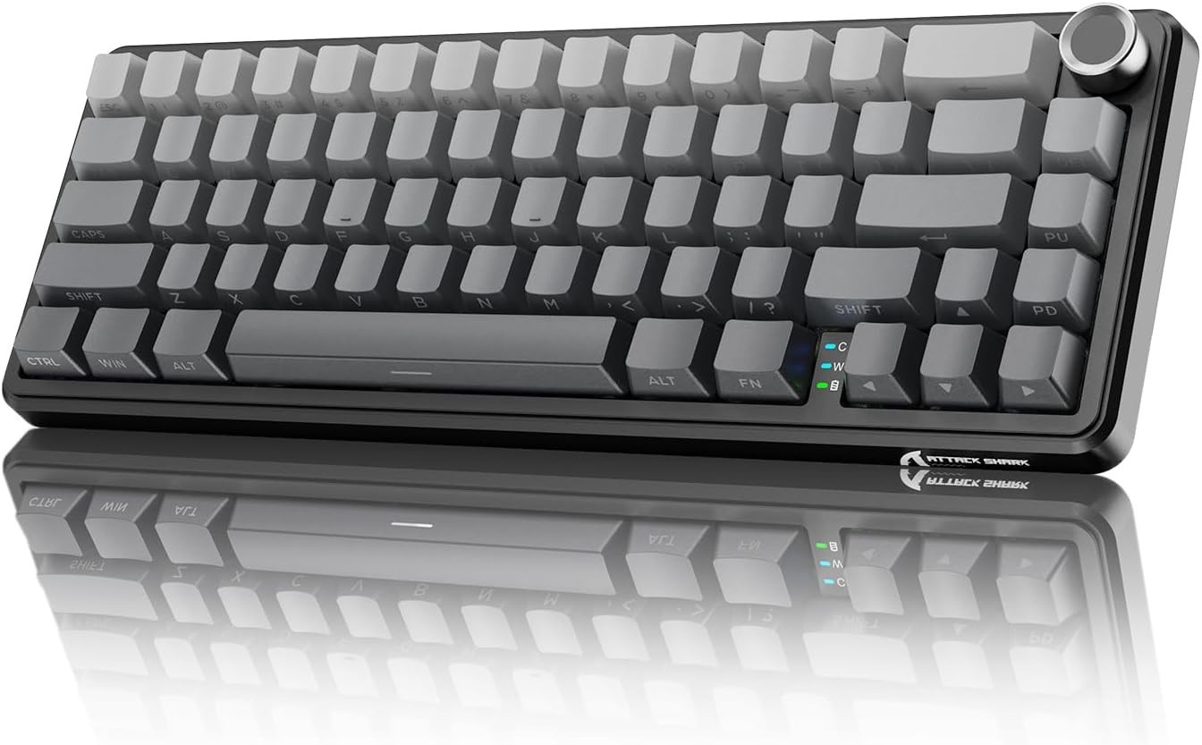 ATTACK SHARK X66 60% Tri Mode Mechanical Keyboard with Knob, Side Printed