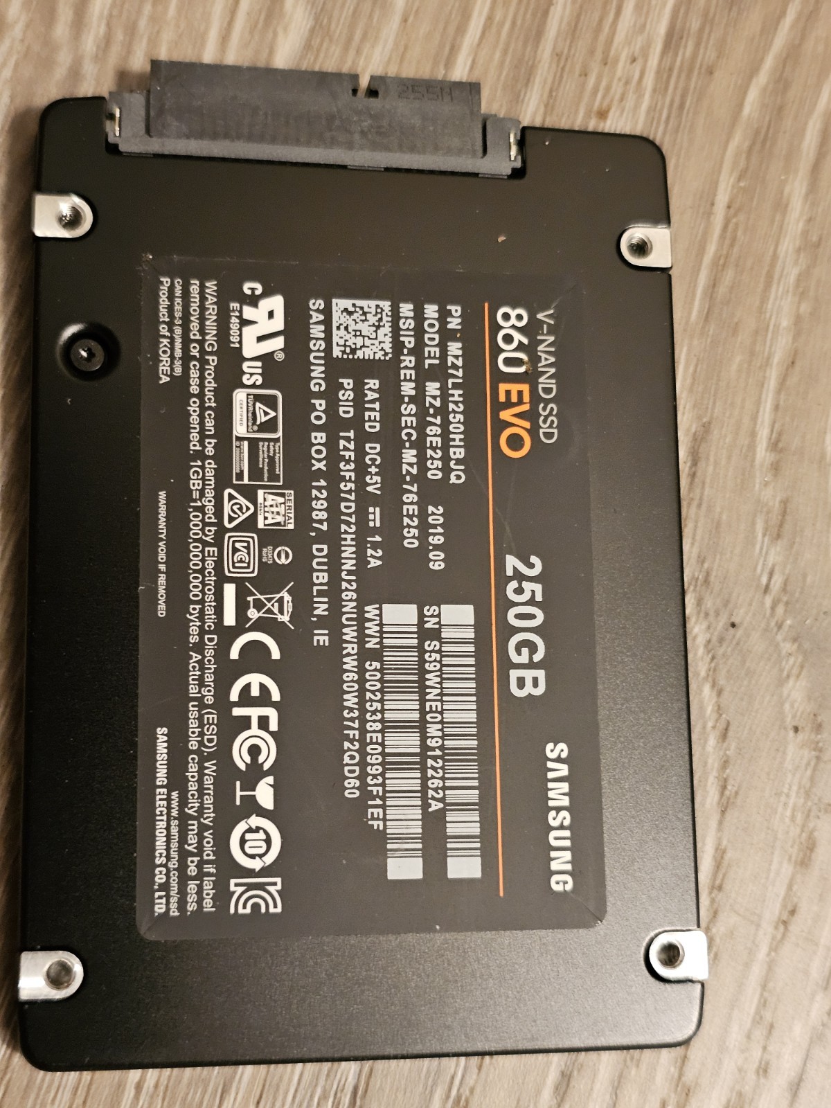 Samsung 860 EVO 250GB,Internal,2.5 inch (MZ-76E250) Solid State Drive