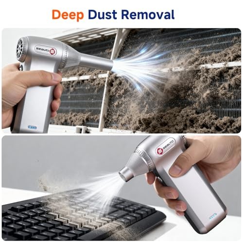 GRAY - SEAUTO COMPRESSED AIR DUSTER-125,000 RPM CORDLESS ELECTRIC AIR DUSTER,