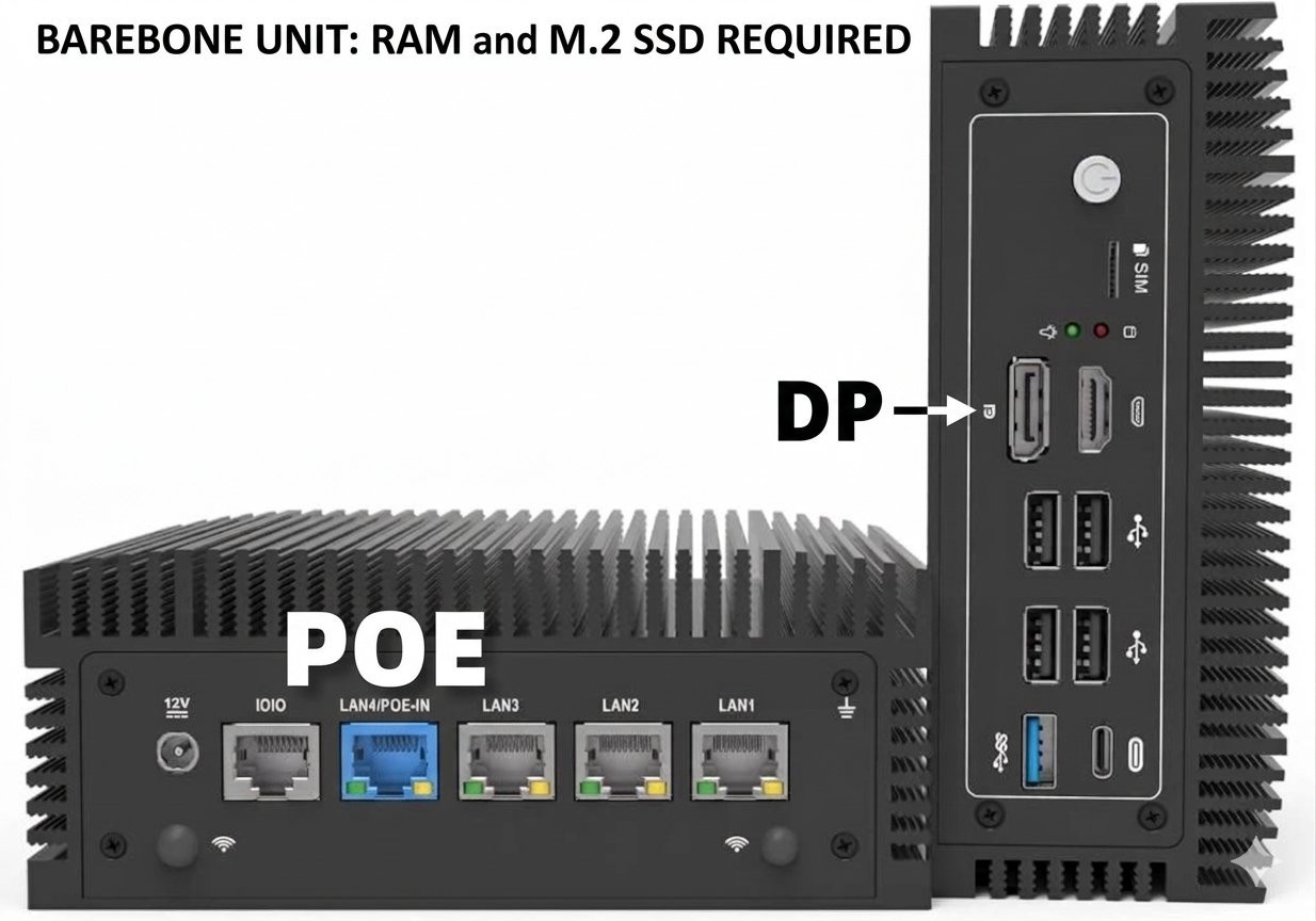 Fanless Mini PC N100 Firewall Appliance 4x 2.5GbE Intel i225 LAN PoE-In Barebone