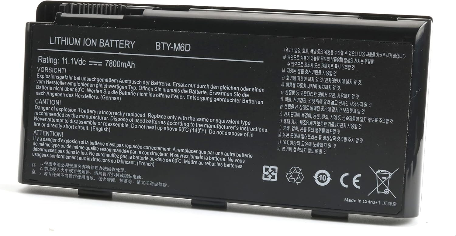 11.1V 7800mAh New 9 Cells BTY-M6D Laptop Battery for MSI GT60 GT660 GT660R G663R