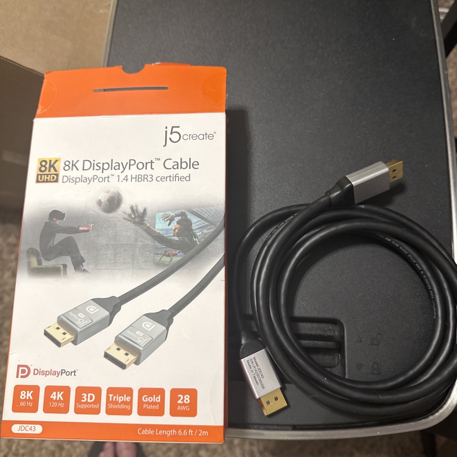 J5 Create 8K Display Port Cable 6.6 Ft 1.4 NEW Open Box