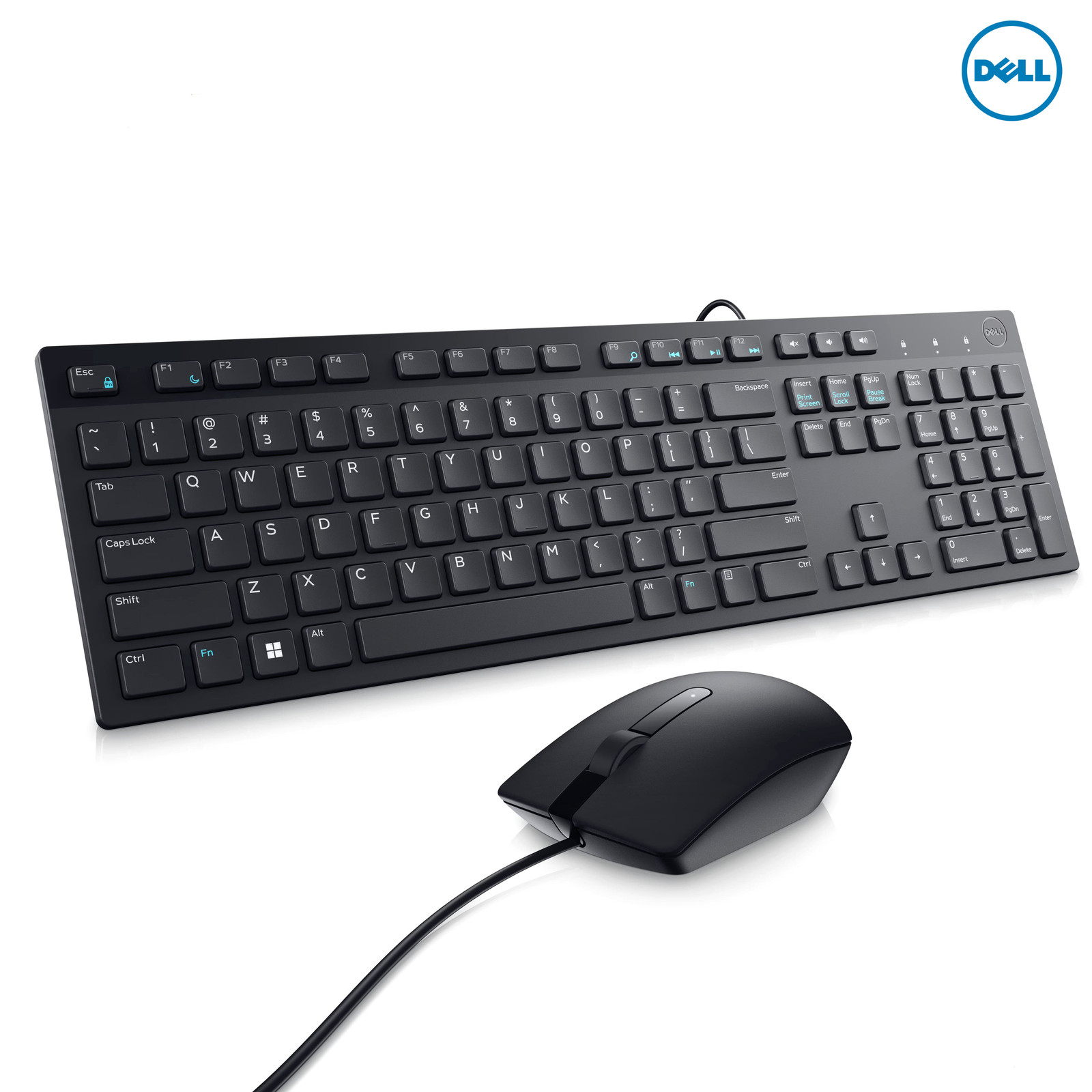Dell KM300C Wired Keyboard & Mouse Combo USB KB216 MS116 QWERTY 104 Keys Black