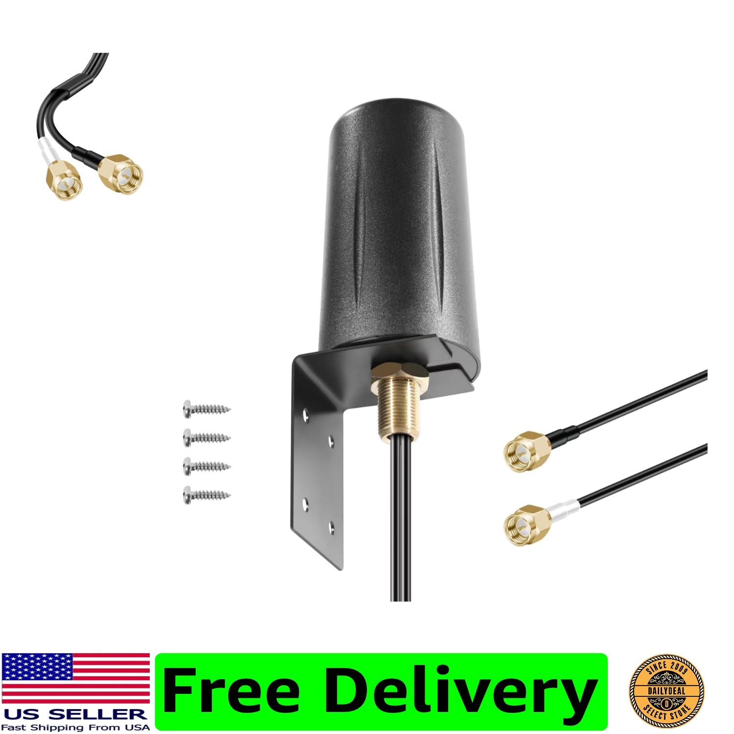 2x2 MIMO Omnidirectional Low Profile 4G LTE 5G External Antenna SMA Male Conn...