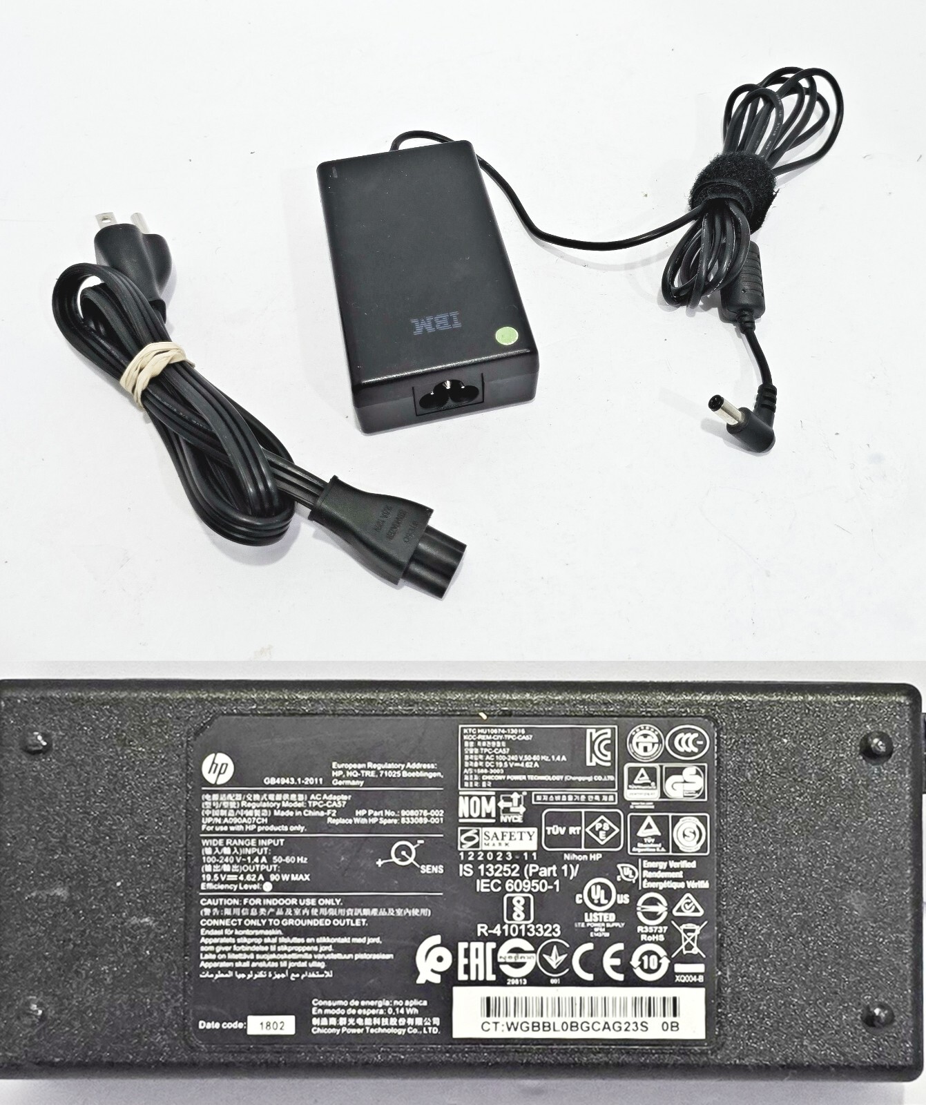 Genuine HP 90W AC Power Adapter Model TPC-CA57 19.5V 4.62A P/N 848054-002 OEM