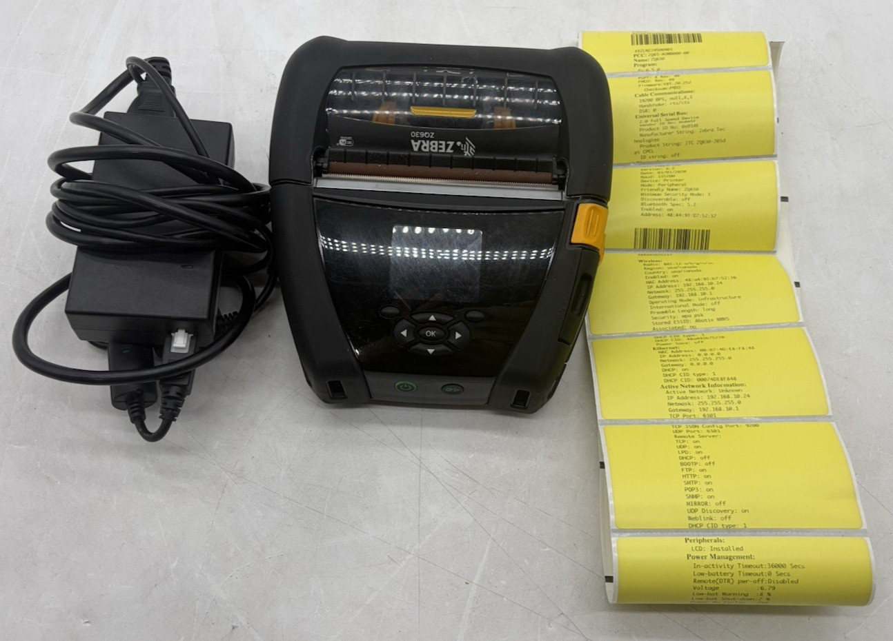 Zebra ZQ630 Plus Mobile Thermal Barcode Label Printer Bluetooth, w/ Battery