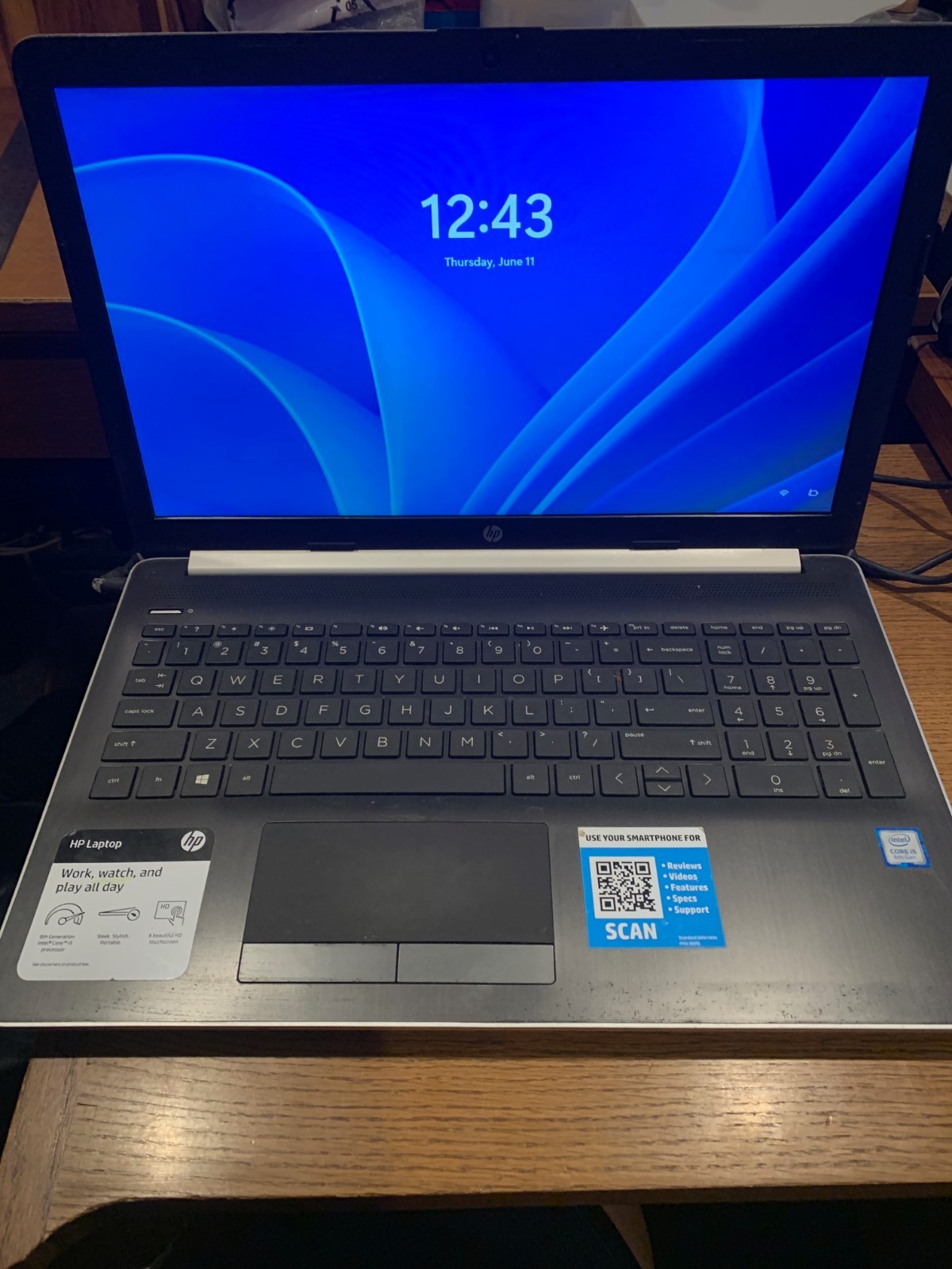 HP Laptop 15-DA1047NR 15.6" i5-8265U 8GB DDR4-2400 SDRAM 1TB 5400 rpm SATA HDD