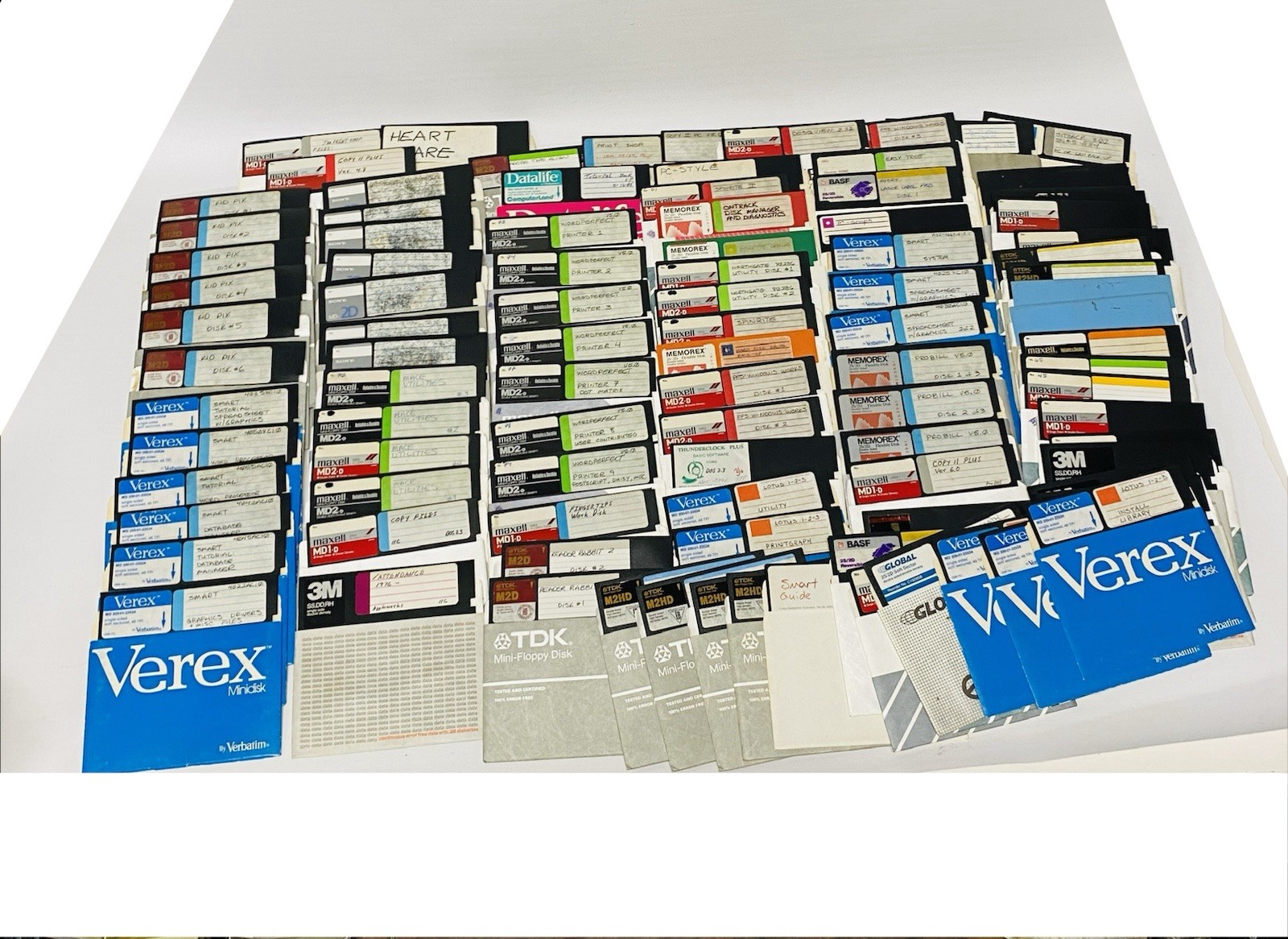 Lot of  100 Used Misc Big 5.25” Floppy Disks Diskettes Vintage / Kid Pix / D-N