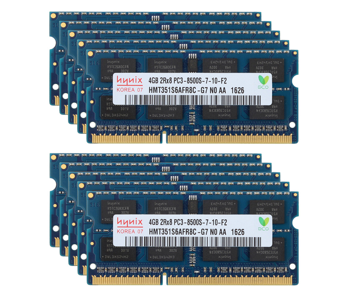 40GB 10pcs Hynix 4GB 2RX8 DDR3 1066MHz 1066 PC3-8500S SODIMM Memory RAM PC8500