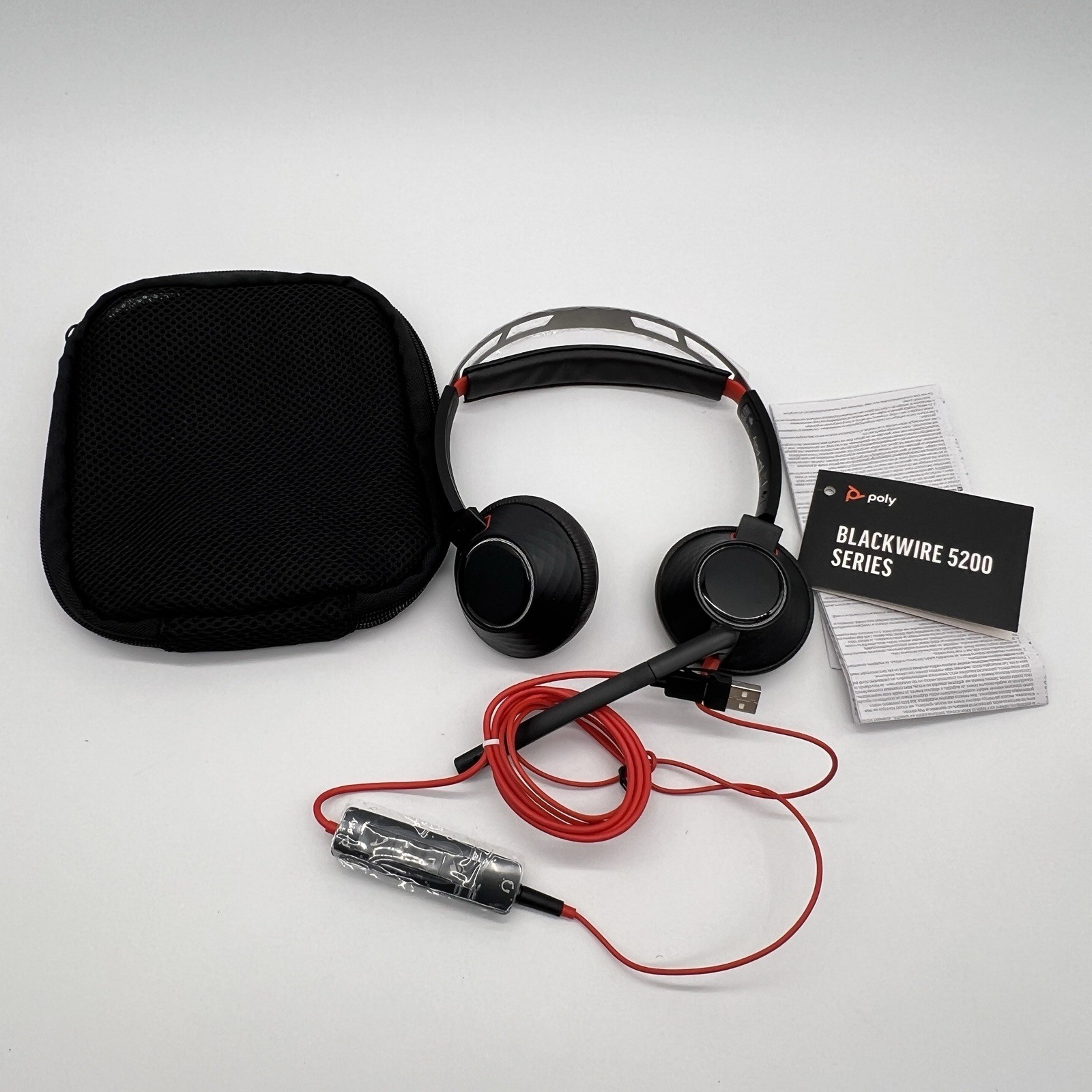 Poly Plantronics Blackwire C5220 Wired Dual-Ear Stereo Headset Boom Mic - Black