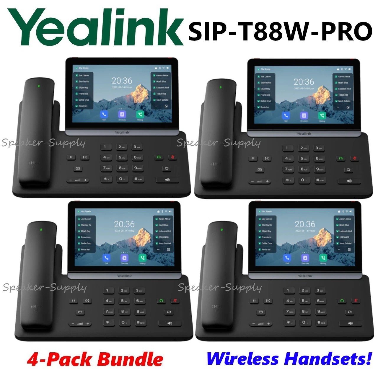 4 Yealink SIP-T88W-PRO WiFi 6 IP Desk Phone w/ 7" Touchscreen & Wireless Handset