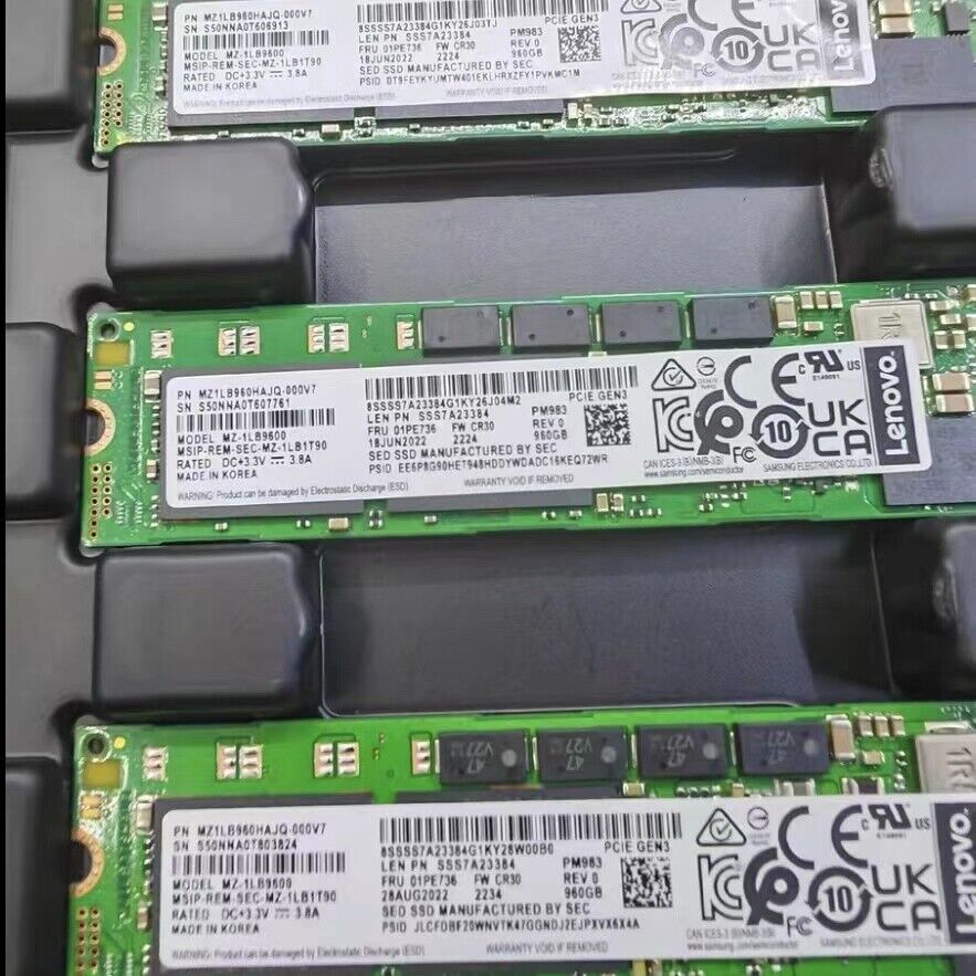 New Samsung Lenovo PM983 960GB M.2 PCIe NVMe 22110 SSD MZ1LB960HAJQ-000V7