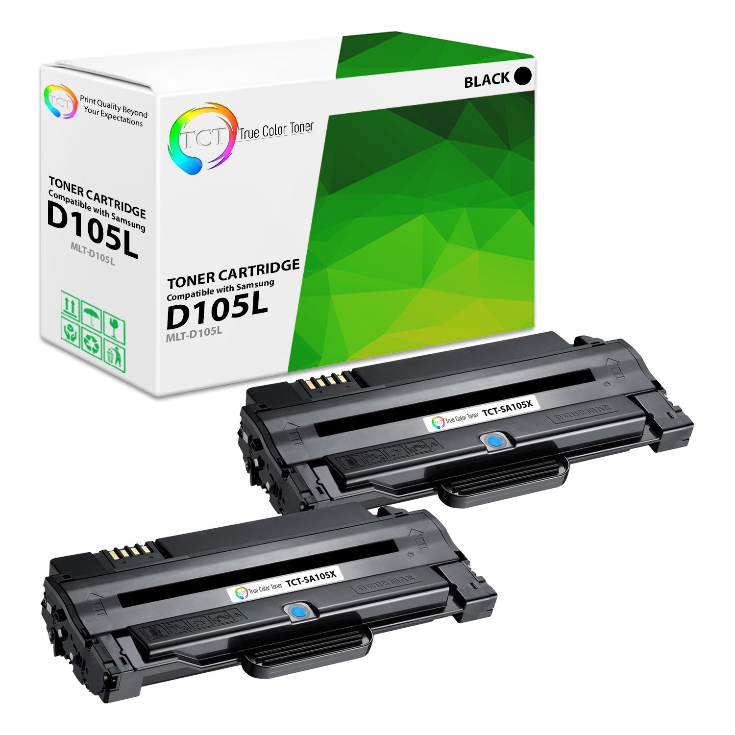 TCT 2PK Black MLT-D105L High Yield Toner Cartridge For Samsung ML 1915 2525 SCX