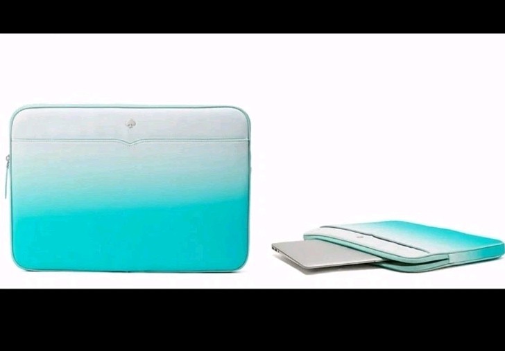 Used Kate Spade JAE Teal Green Ombre 15” Soft Padded Laptop Sleeve Case
