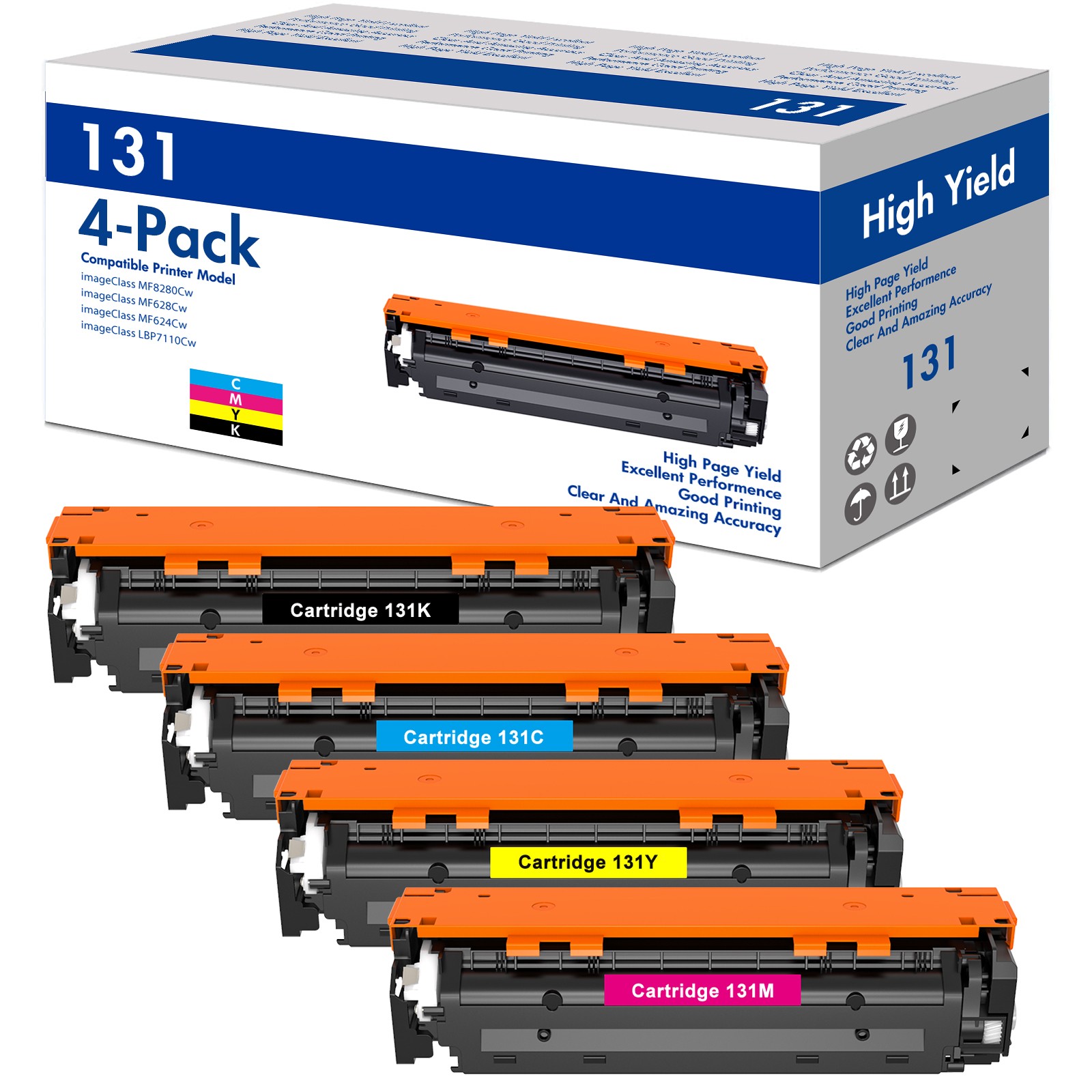 4PK CRG131 131 BYCM SET Laser Toner For Canon ImageCLASS MF8280Cw MF624Cw 628Cw