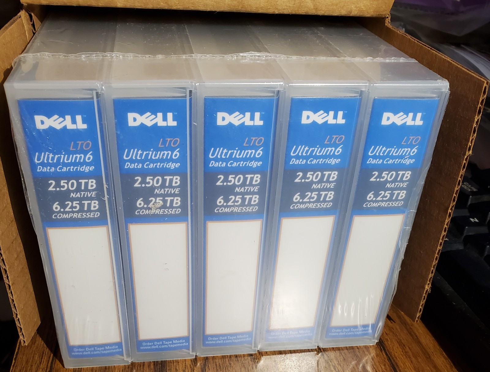 Dell LTO Ultrium 6 Data Cartridge 5 pack w/2.50TB uncompressed 6.25TB compressed