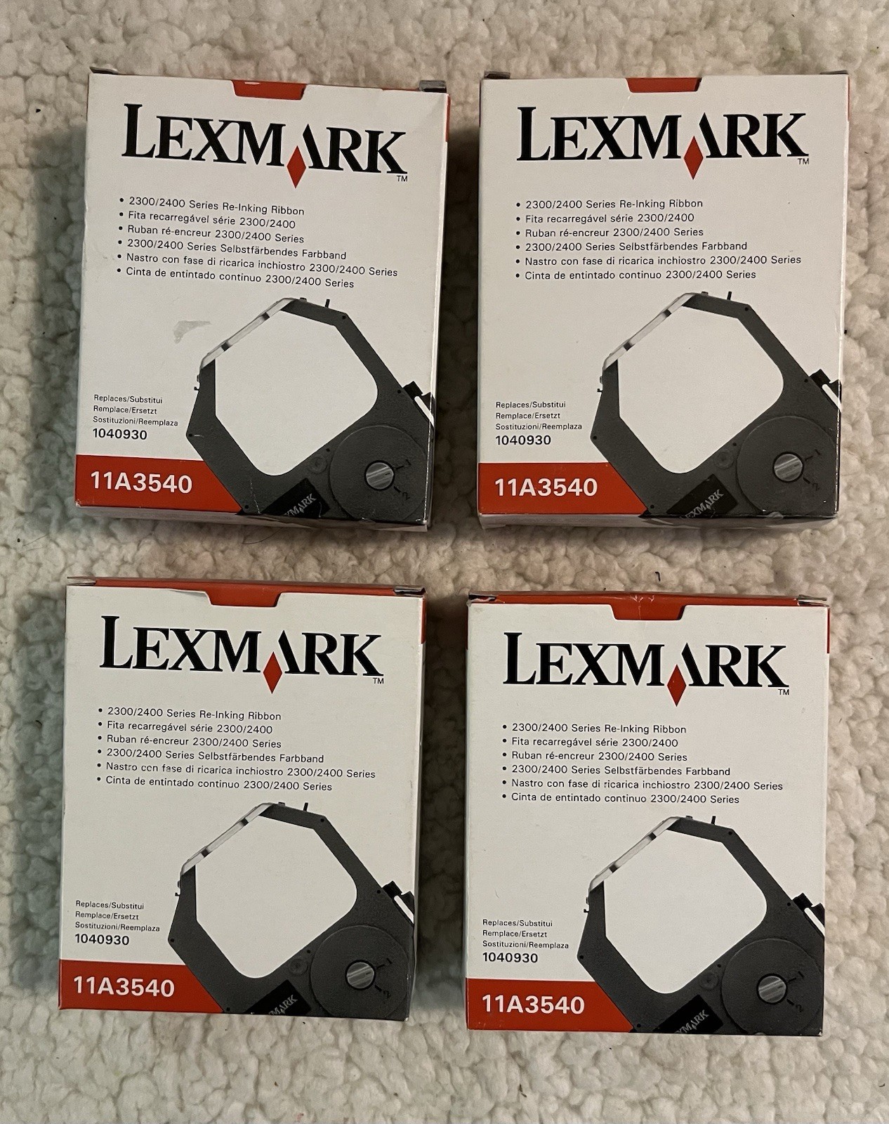 Lot of 4 Lexmark 11A3540 Printer Ribbon 2300 2400 Series Re-inking Ribbon NEW