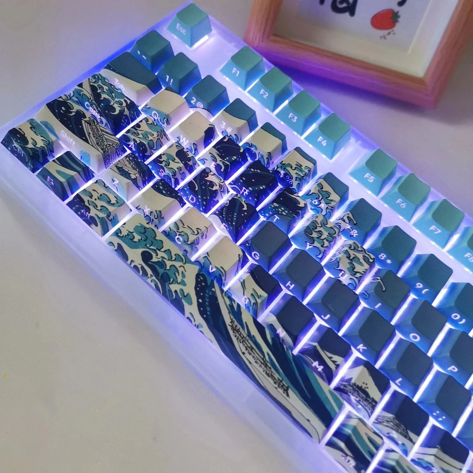 125 Keys Kanagawa PBT Keycaps Cherry Profile Dye-Sub RGB Backlit for MX Switches