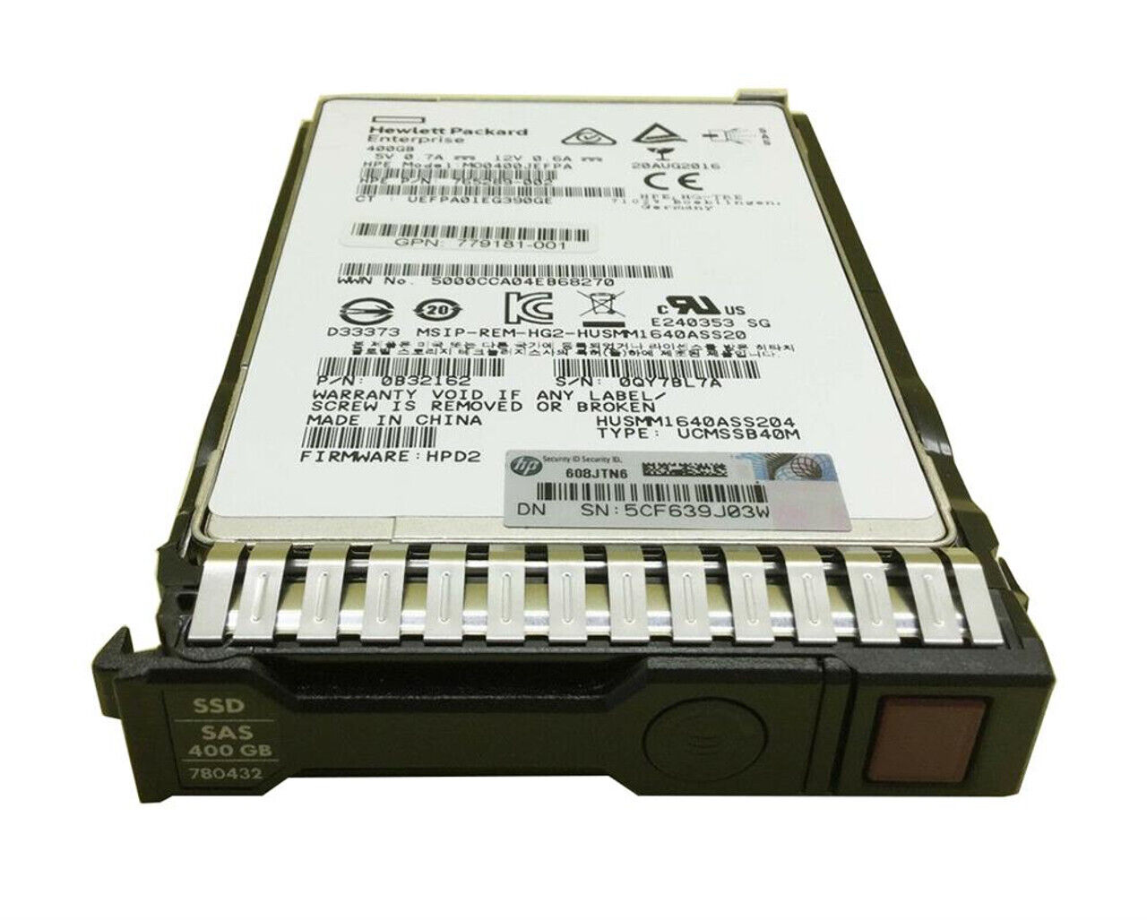 779168-B21 HPE 400GB SAS 12G WRITE INTENSIVE SFF (2.5IN) SC SSD 780432-001