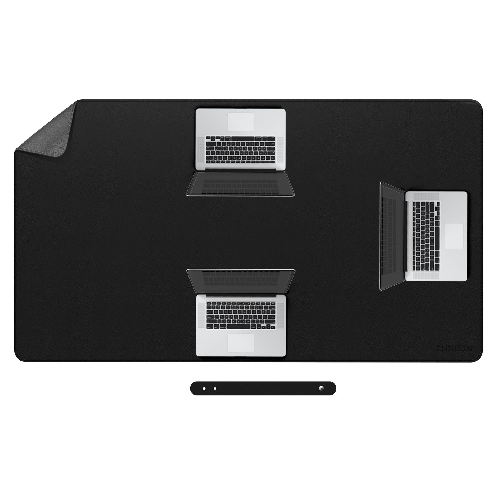 Chihein 59" x 32" 4XL PU Leather Desk Mat Black/Gray