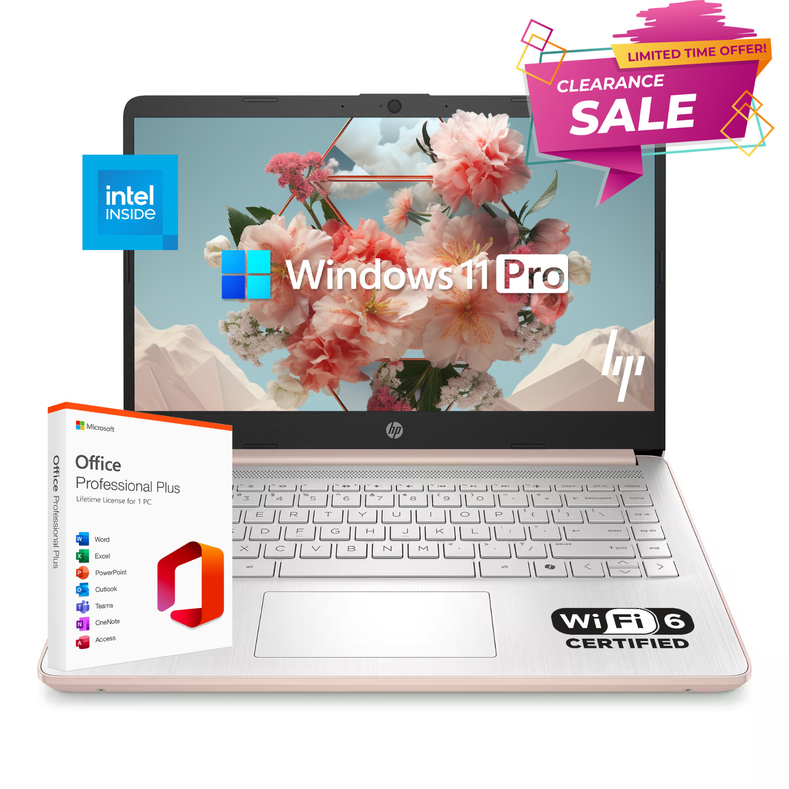 HP Laptop Computer 14", Intel N150, 8GB RAM + 628GB Storage, Windows 11 Pro