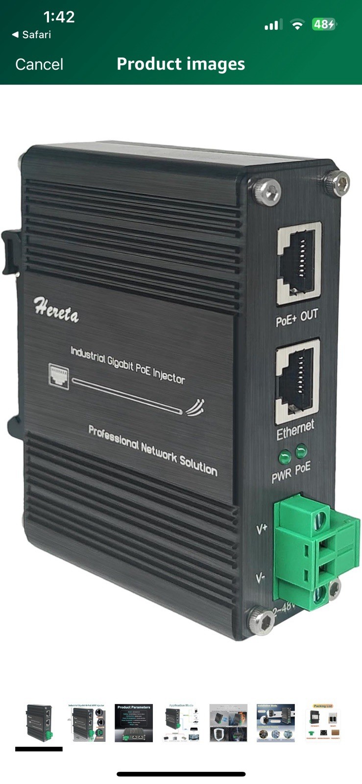 Gigabit Hi-PoE Injector - Industrial Gigabit PoE+ Injector IEEE802.3af/at 60W...