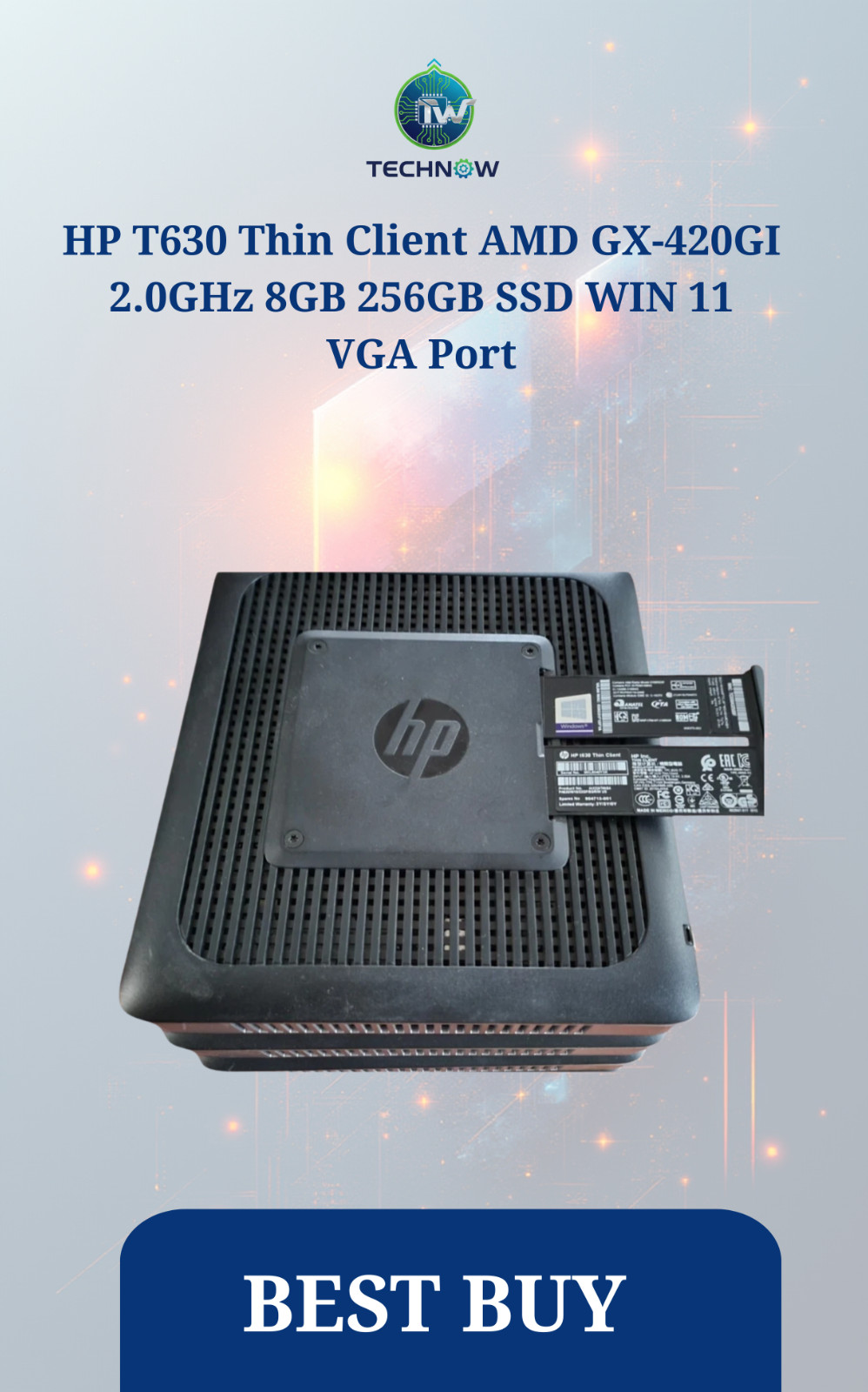 HP T630 Thin Client AMD GX-420GI 2.0GHz 8GB 256GB M.2 WIN 11 VGA Port