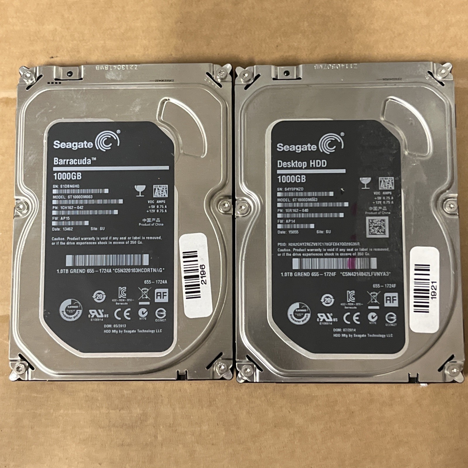 LOT Of (2) Seagate Apple ST1000DM003 1 TB SATA III 3.5 in Desktop Hard Drives