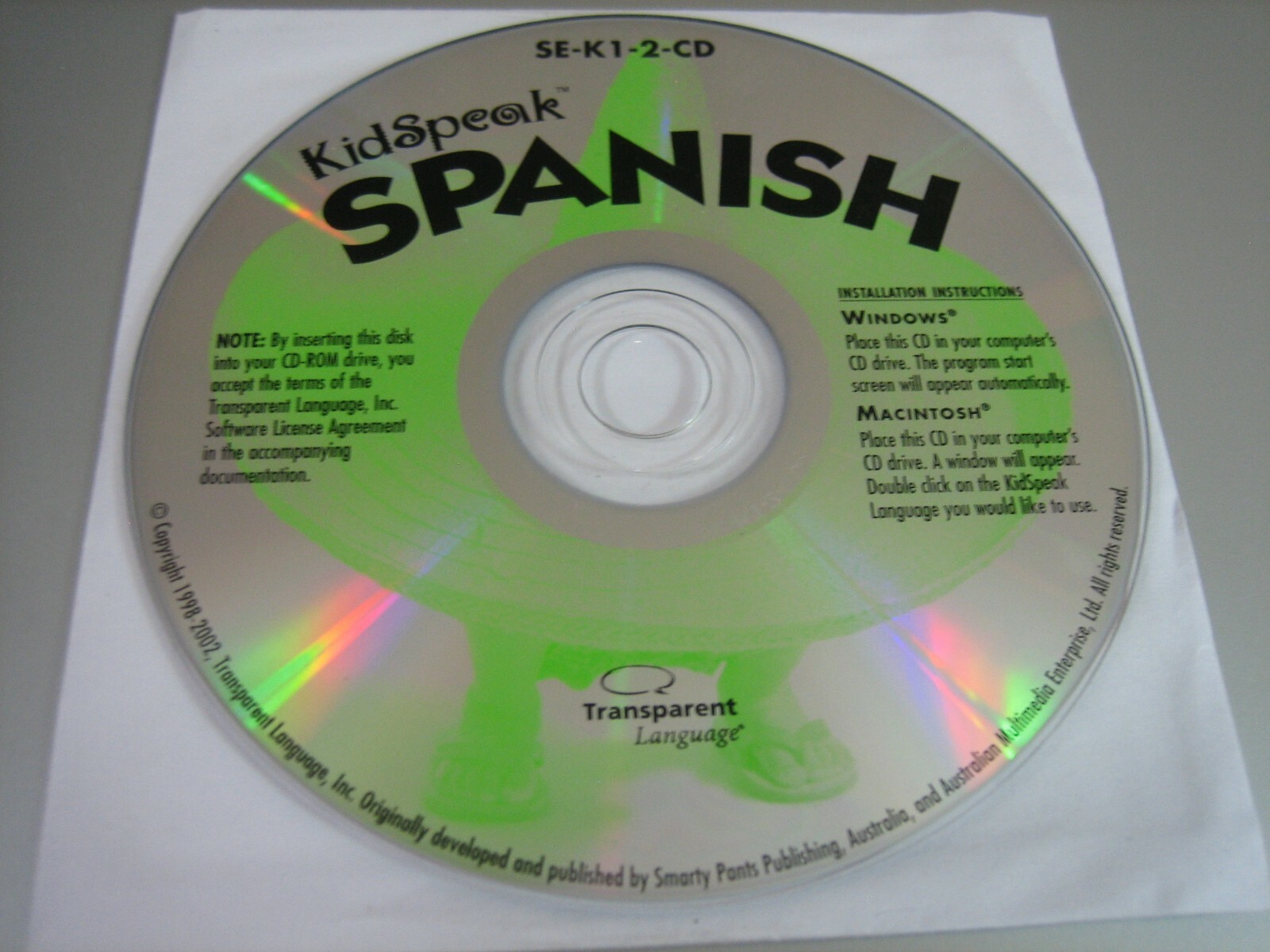 KidSpeak Spanish (PC & MAC, 2002) - Disc Only