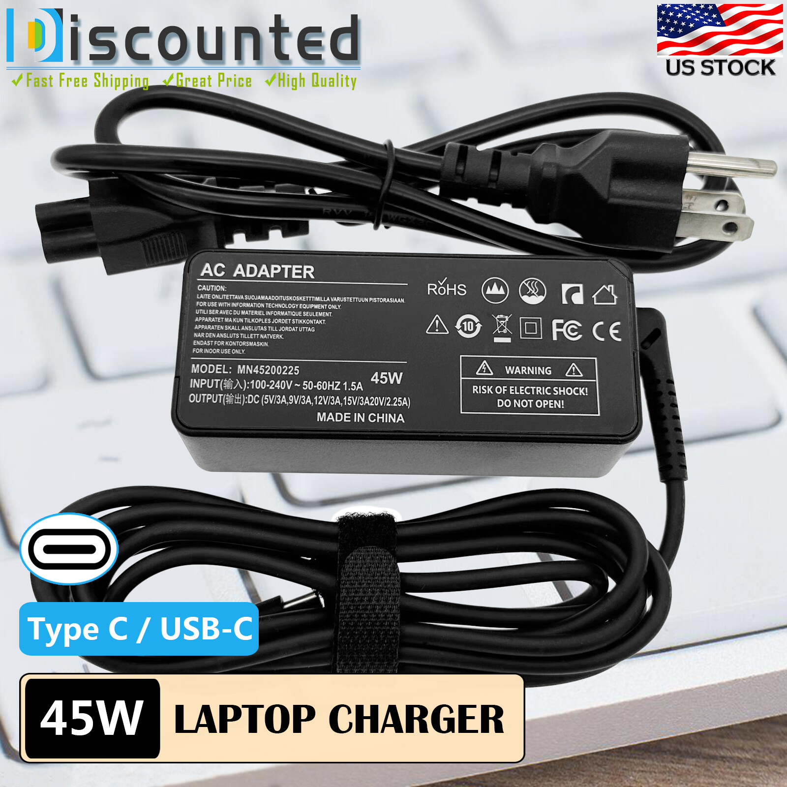 AC Adapter For Acer Chromebook Spin 311 CP311-3H-K3WL USB-C Charger Power Cord