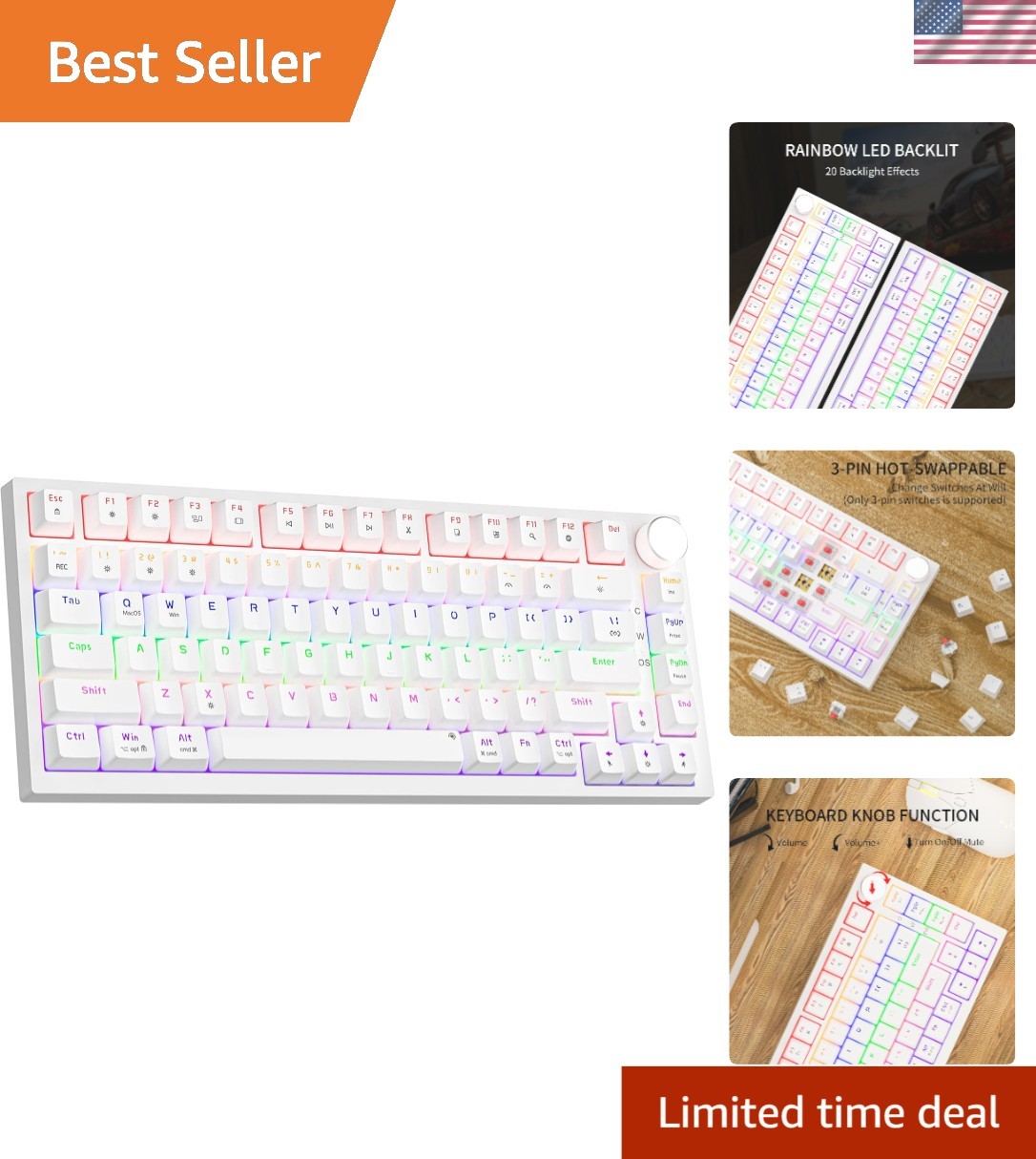 GM326 75% Compact Mechanical Keyboard - Hot Swappable, Backlit & Ergonomic
