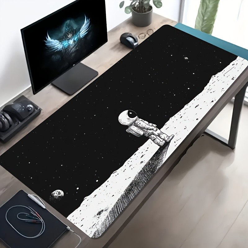 1pc Large-sized Esports Gaming Mouse Pad, Featuring an Astronaut Observing Sta
