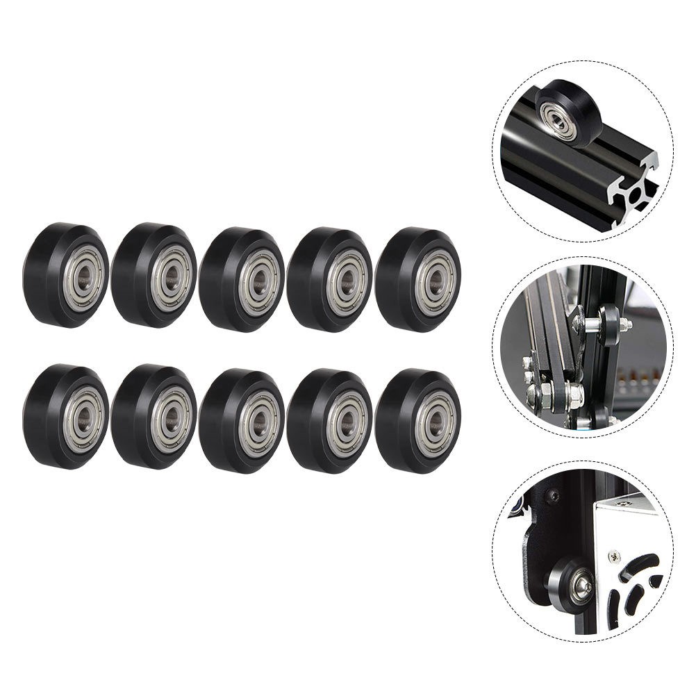 10Pcs Reusable Plastic V Groove Wheel Bearing Pulley for 3D Printer Black