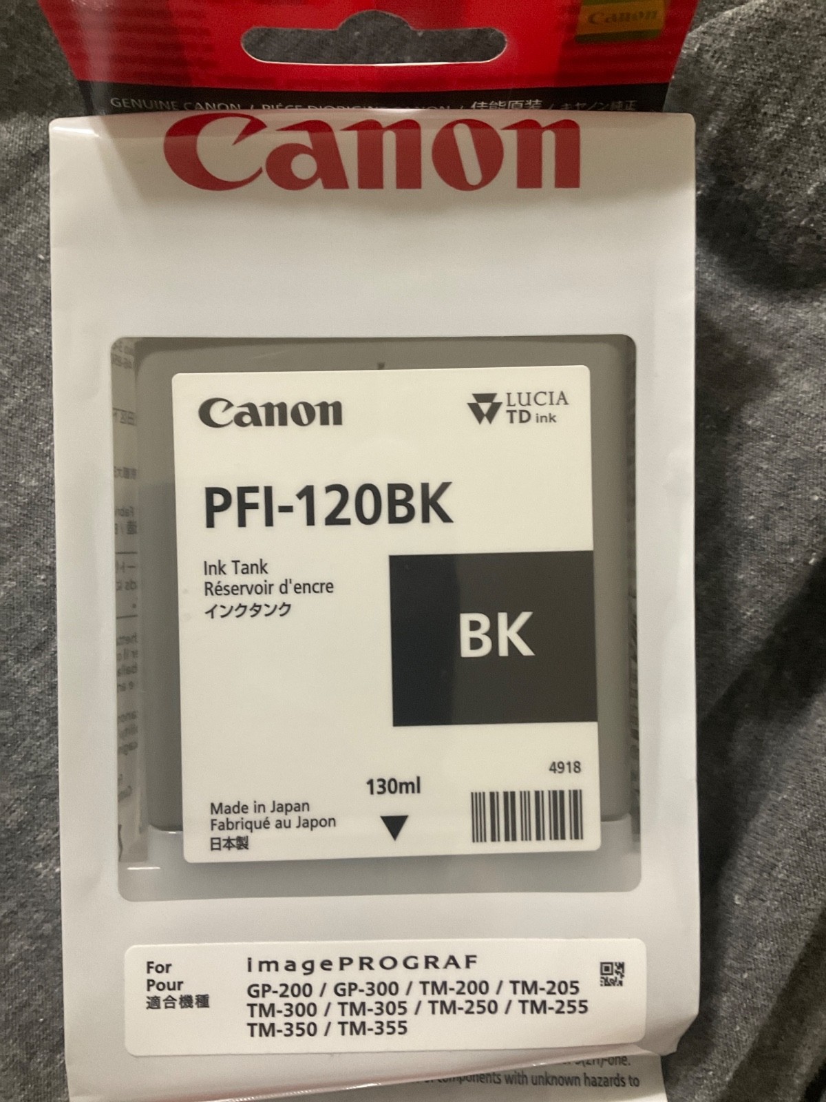 NEW Canon PFI-120BK 4918 Black Ink Tank SEALED Exp 03/29