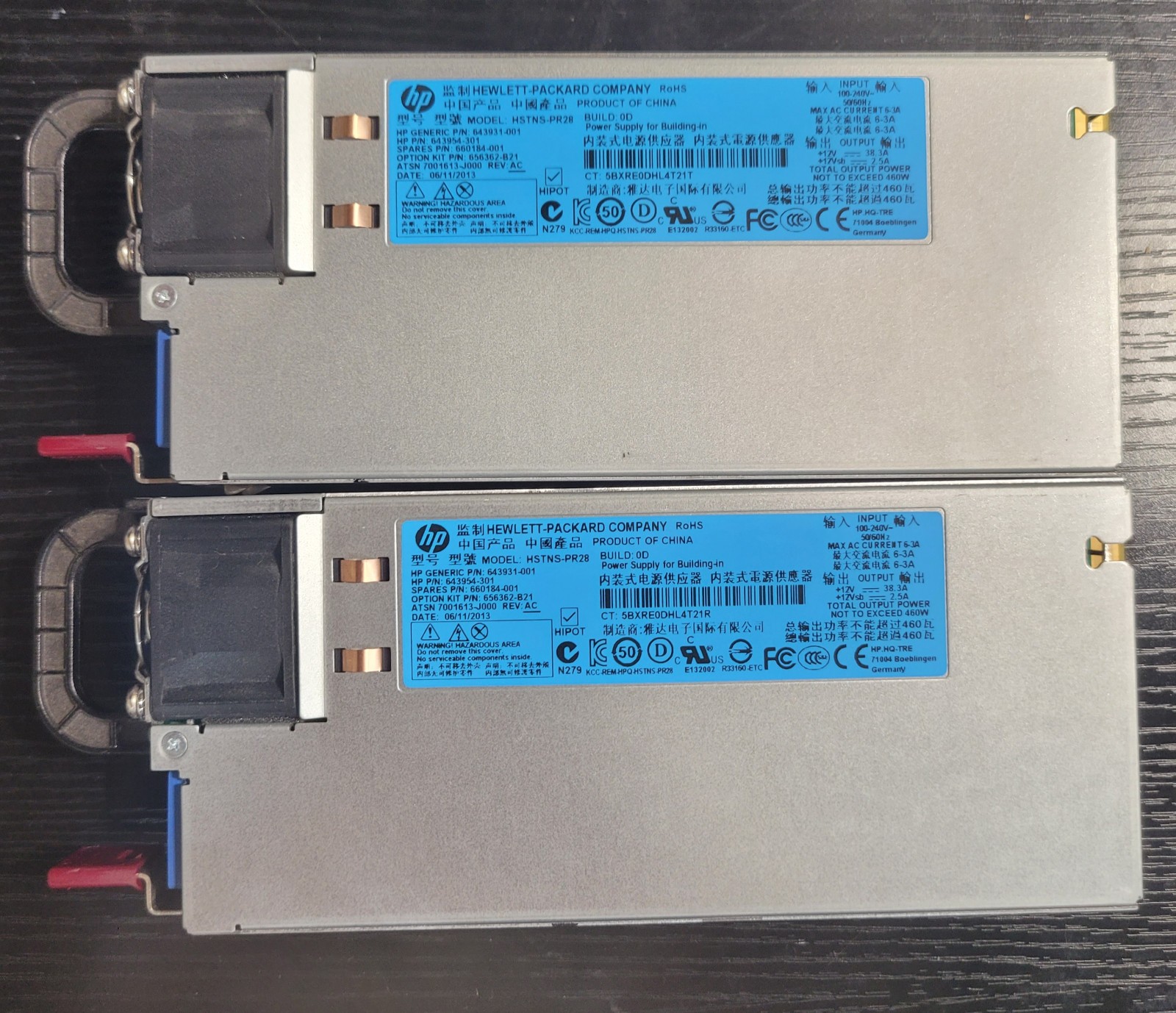 Set of 2x HP HSTNS-PR28 P/N 643931-001 Server PSU DL380