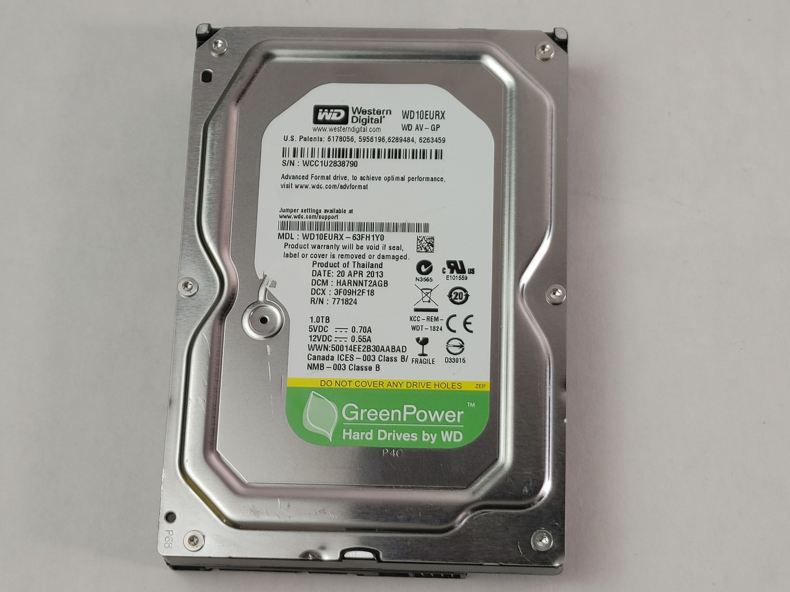 Western Digital GreenPower AV-GP WD10EURX 1TB 3.5" SATA III Hard Drive
