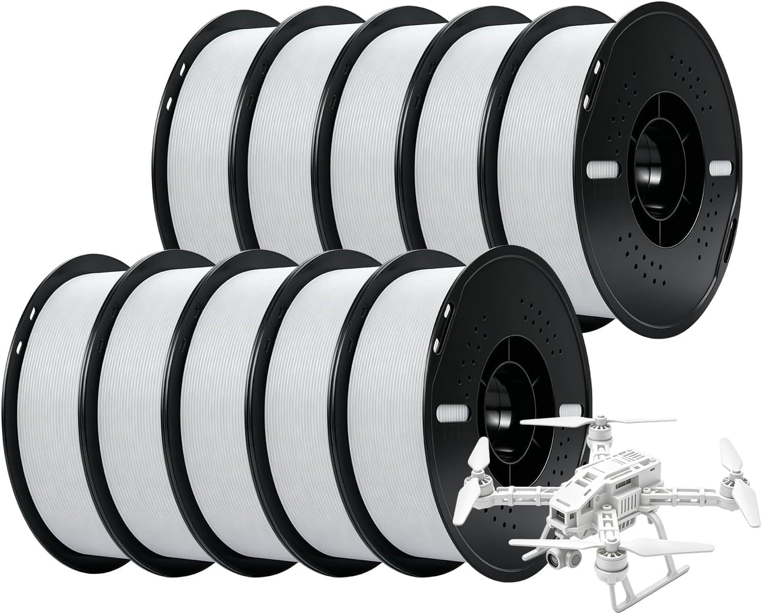 10Kg White PLA plus Filament Bundle 1.75Mm