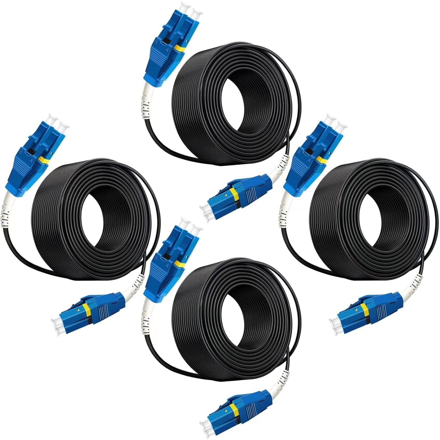 4Pack 10m Uniboot LC to LC Outdoor Armored Fiber Patch Cable 9/125um,OS1/OS2