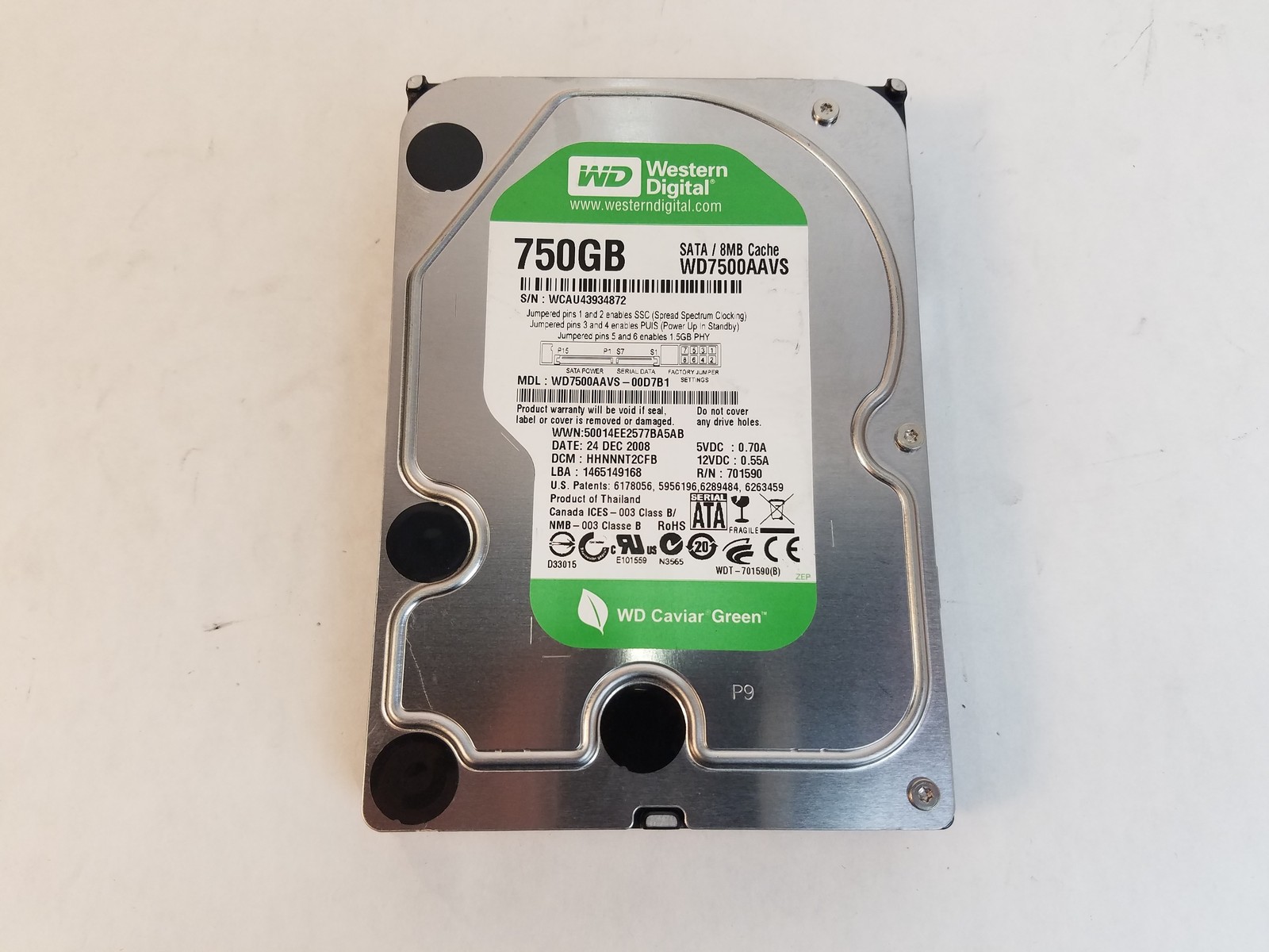 Western Digital WD7500AAVS 750 GB 3.5 in SATA II Desktop Hard Drive