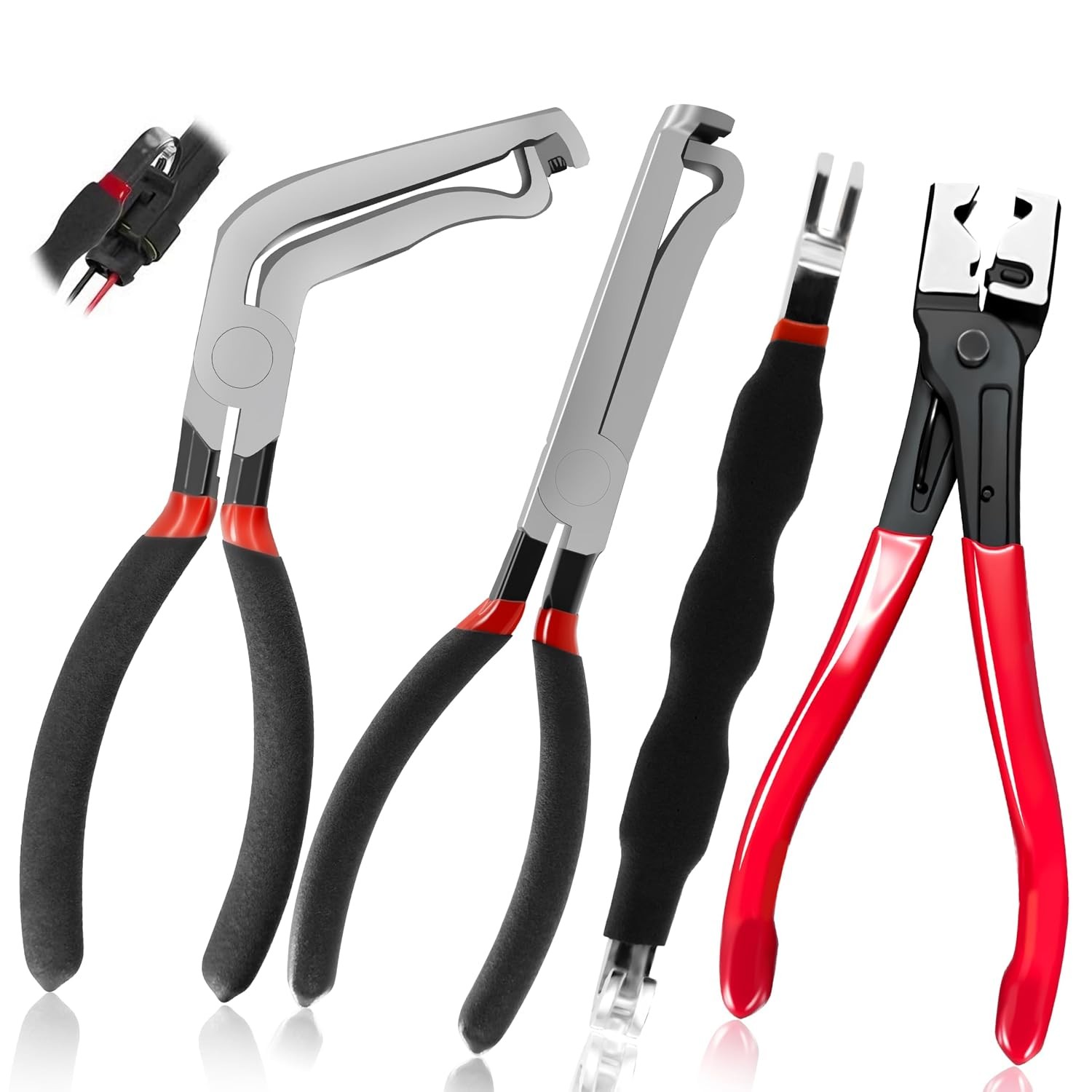 Safety Electrical Disconnect Pliers 60 Degree Black 4 Piece Set for Cars