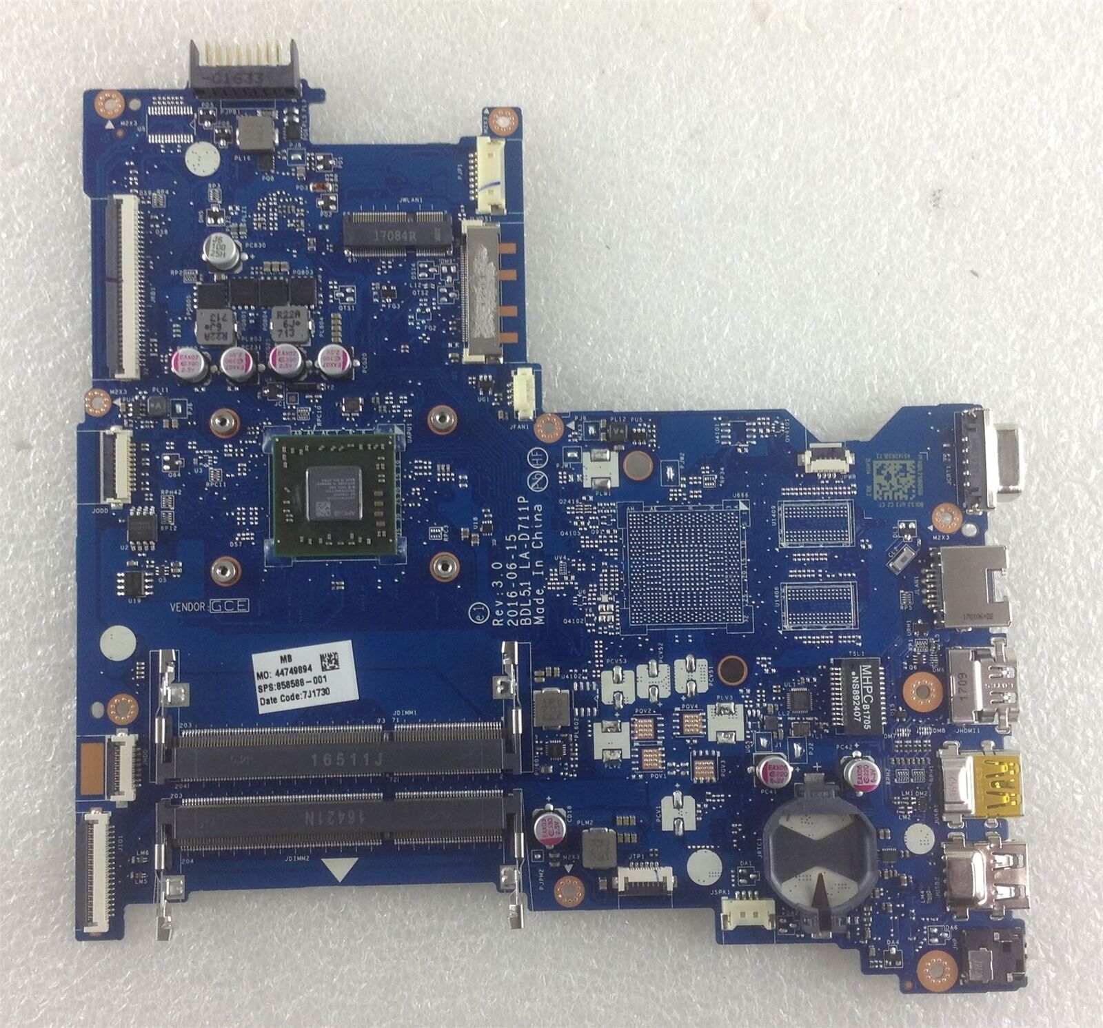 HP 255 G5 ITT38ES MOTHERBOARD Mainboard 858588-001 LA-D711P AMD A6-7310 2.0 GHz
