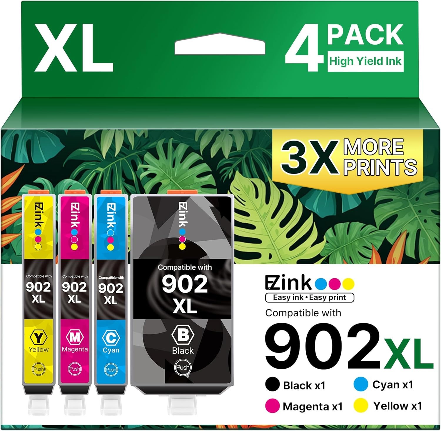 HP 902XL 902 E-Z ink 4 Pack for Officejet 6950 6951 6954 6956 6958 6960 6961