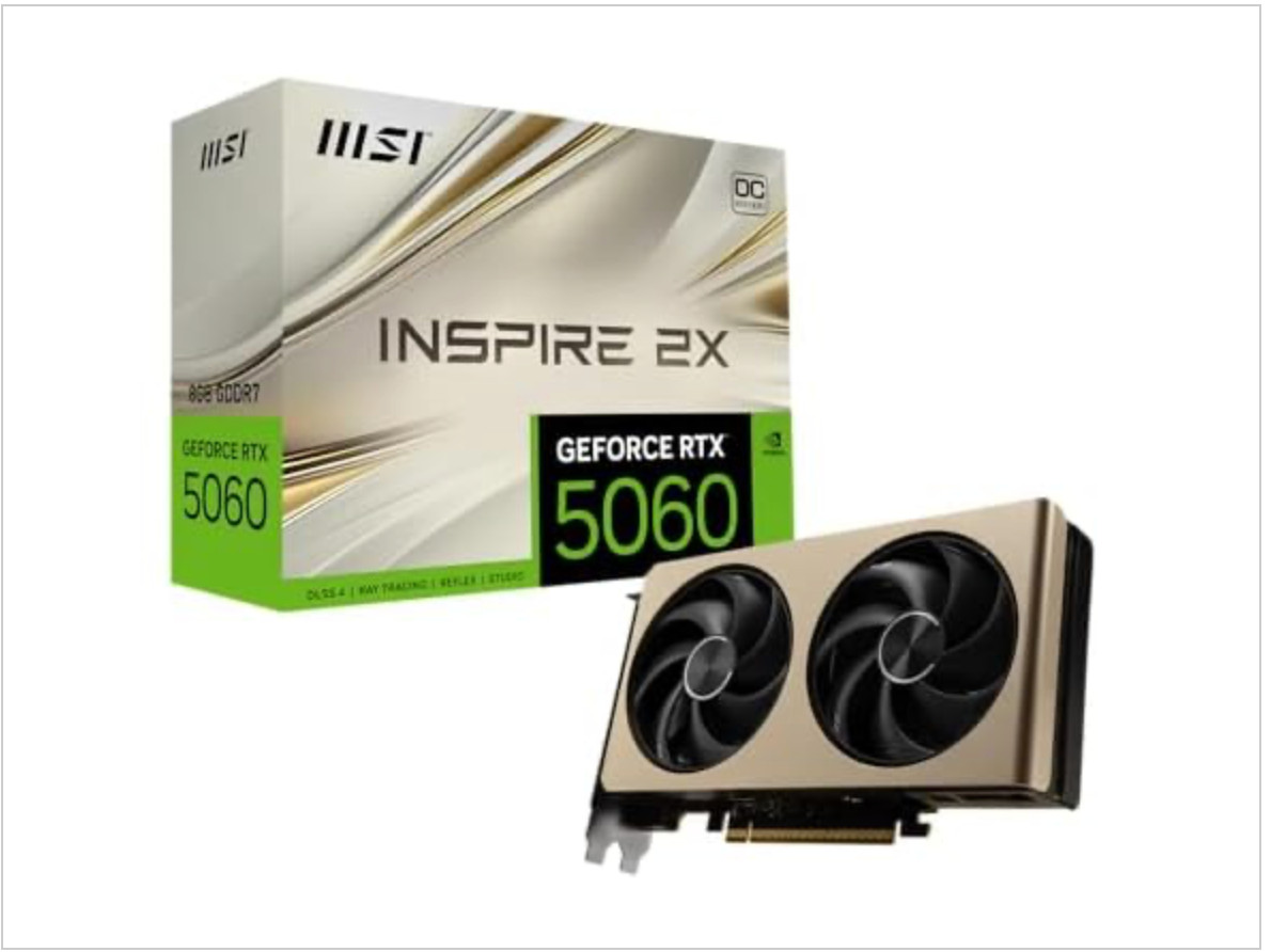 NEW MSI GeForce RTX 5060 Inspire 2X OC Graphics Card 8GB GDDR7 NVIDIA Blackwell