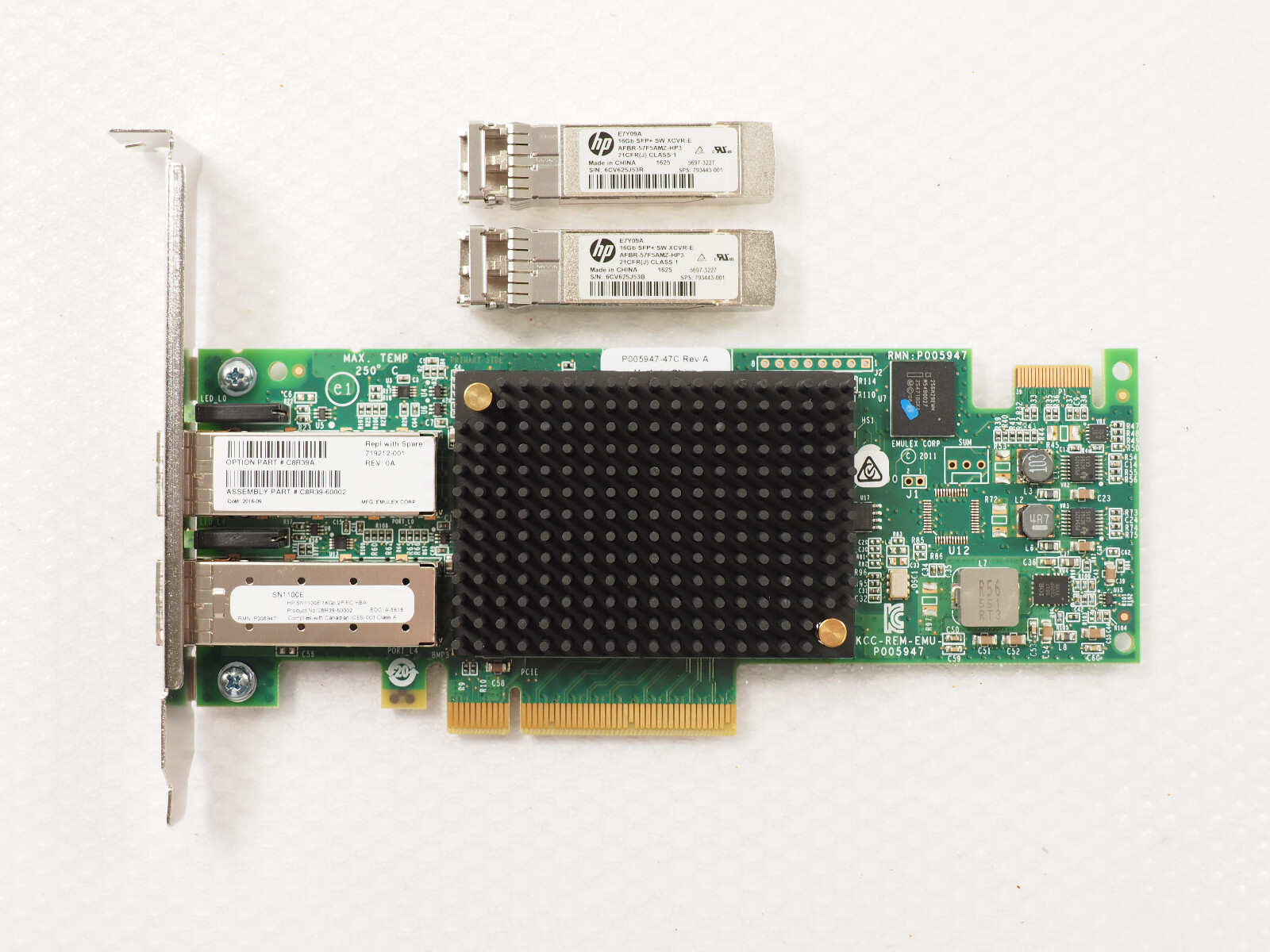 HP SN1100E C8R39A-60002 P005947 16GB 2Port PCIe Fibre Channel HBA w/2x 16Gb SFP+