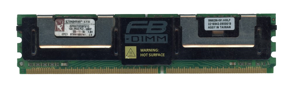 KINGSTON 1GB DDR2 2Rx8 PC2-5300F 667MHz KVR667D2D8F5/1G 9965286-051.A00LF ECC