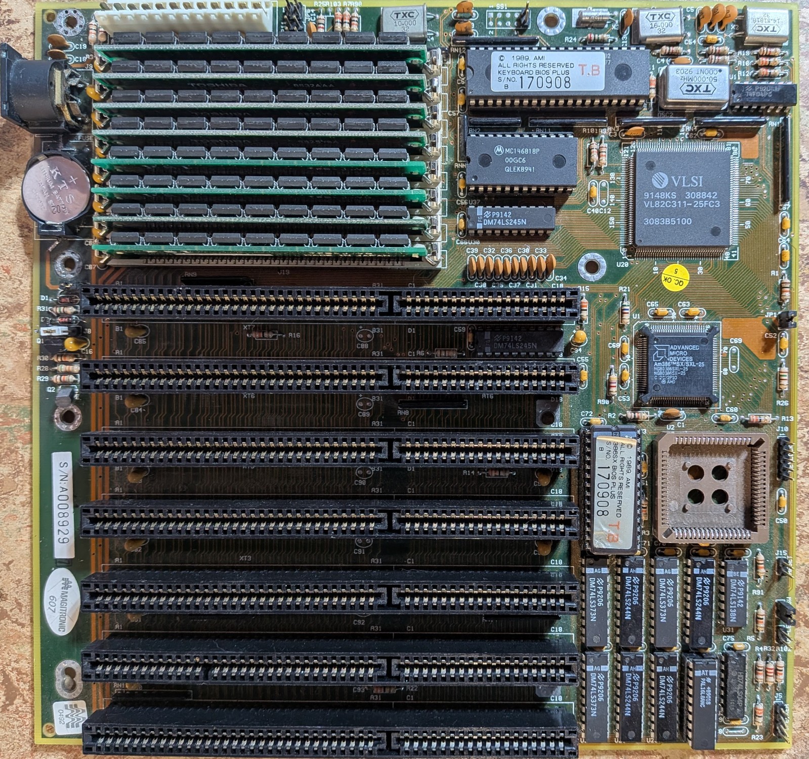 Magitronic 386SX/25 Motherboard w/8 MB RAM (A-B307) Vintage Rare Ready to Game