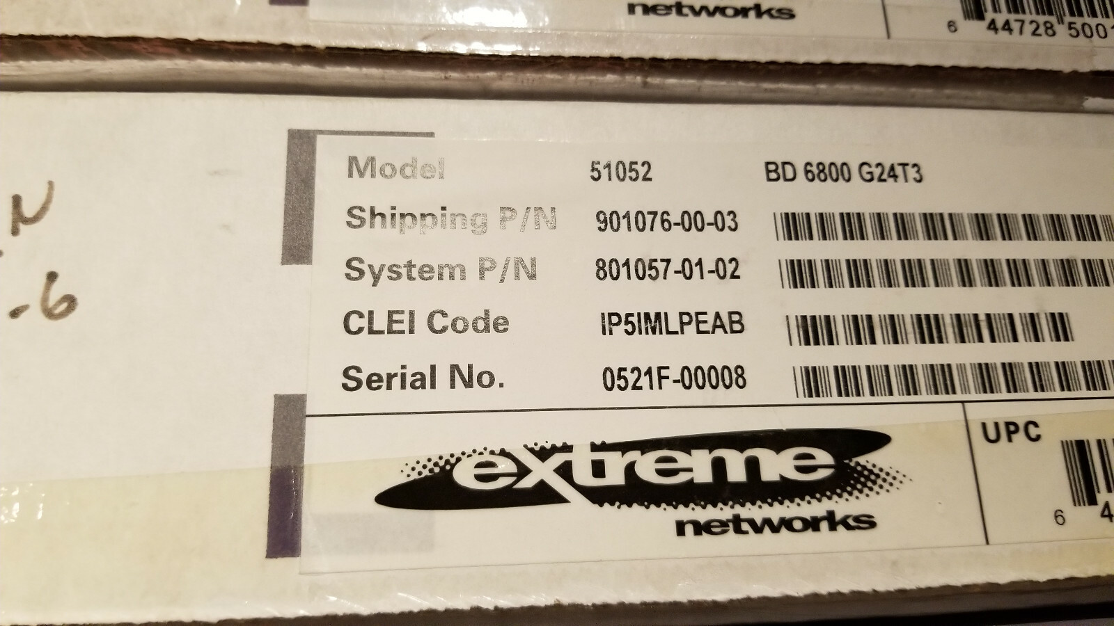 NIB 801047-01 EXTREME NETWORKS BLACKDIAMOND 6800 G24T3 24-PORT GIG E SW 