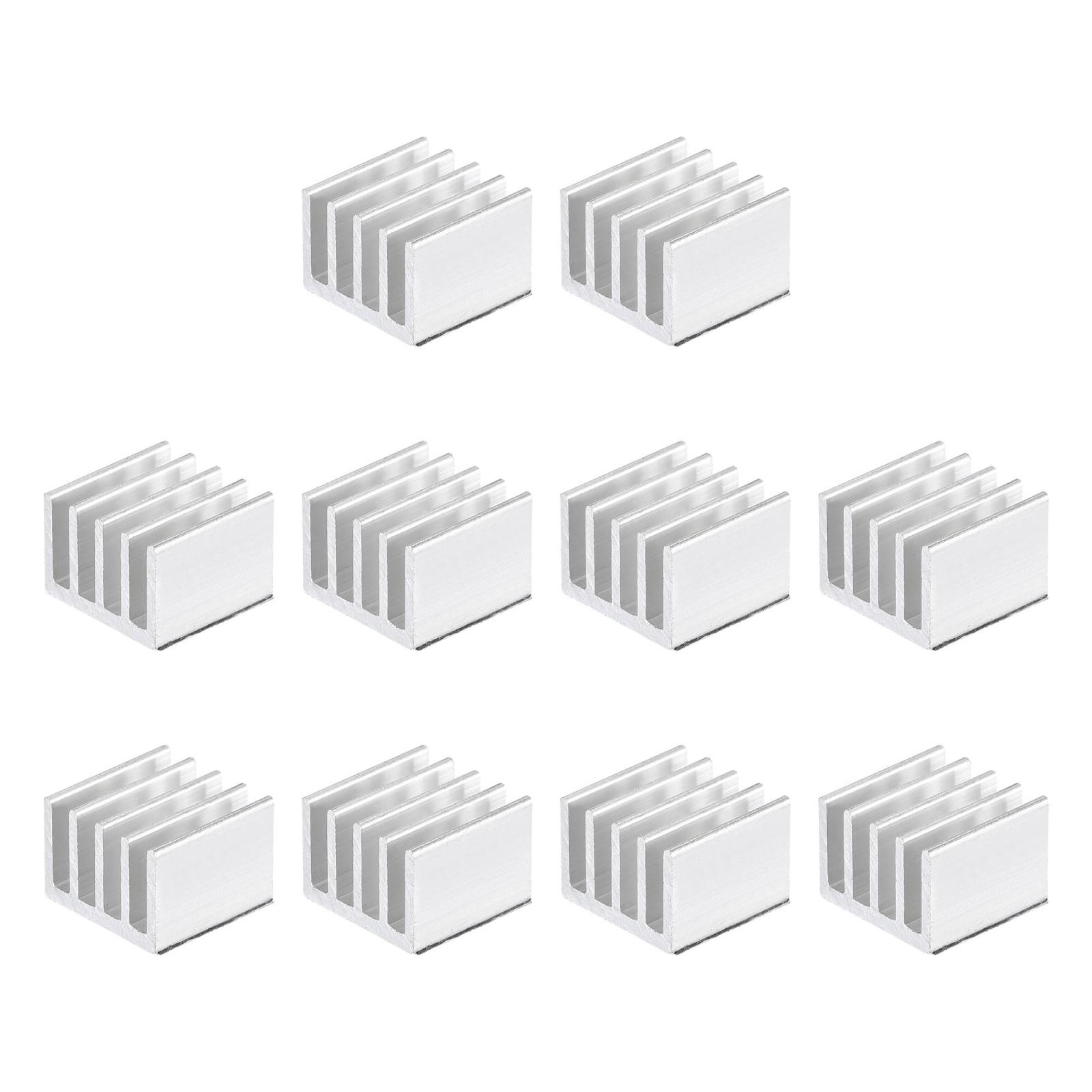 14x14x10mm Silver Tone Sticky Aluminum Heatsink Electronics Cooler 10 Pcs