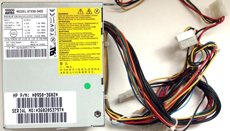 ATX90-3405 astec 90 watt power supply mini atx 20PIN 4 molex 1 berrg P8 FAN-C