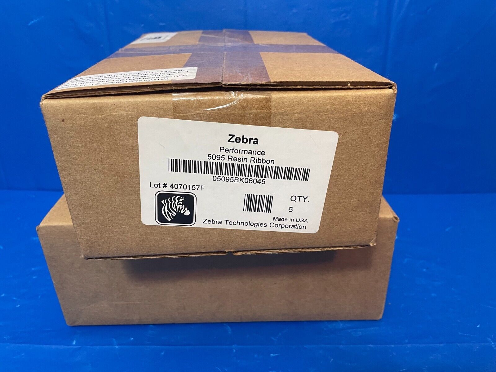 BOX OF 6 UNITS ZEBRA PERFORMANCE 5095 RESIN RIBBON BLACK 05095BK06045